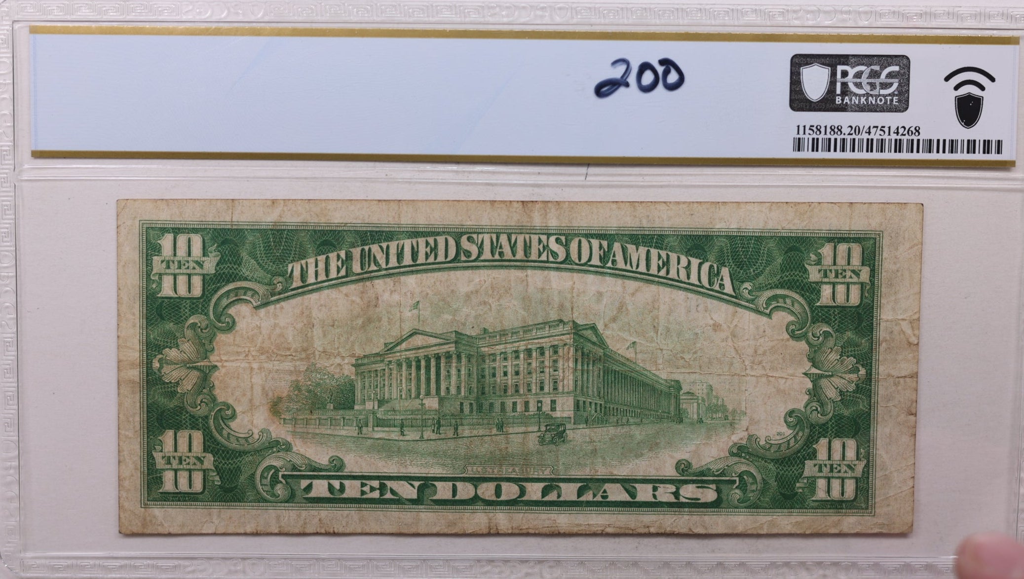 1929 $10 Blackstone, VA Type-2, Ch# 9224, PCGS VF-20, Store #NBN026.