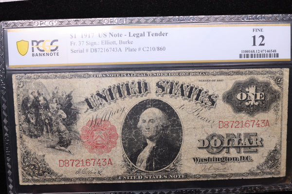 1917 $1, Legal Tender Large Size Note, PCGS Graded: F-12.,  Store #30069