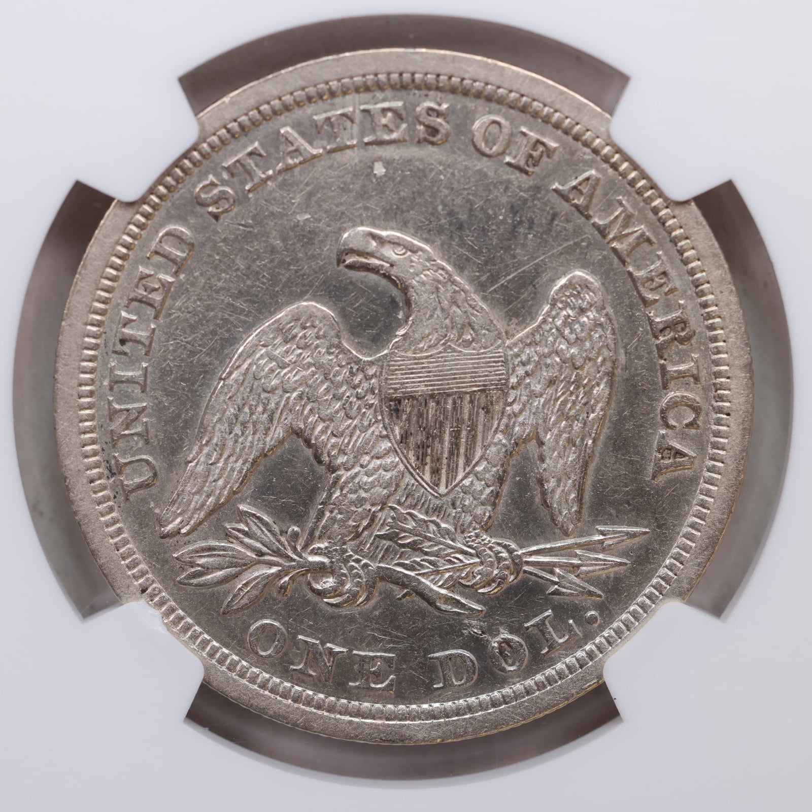 1847 Seated Liberty Silver Dollar, Circulated, NGC AU-53, Store #GDR0295.