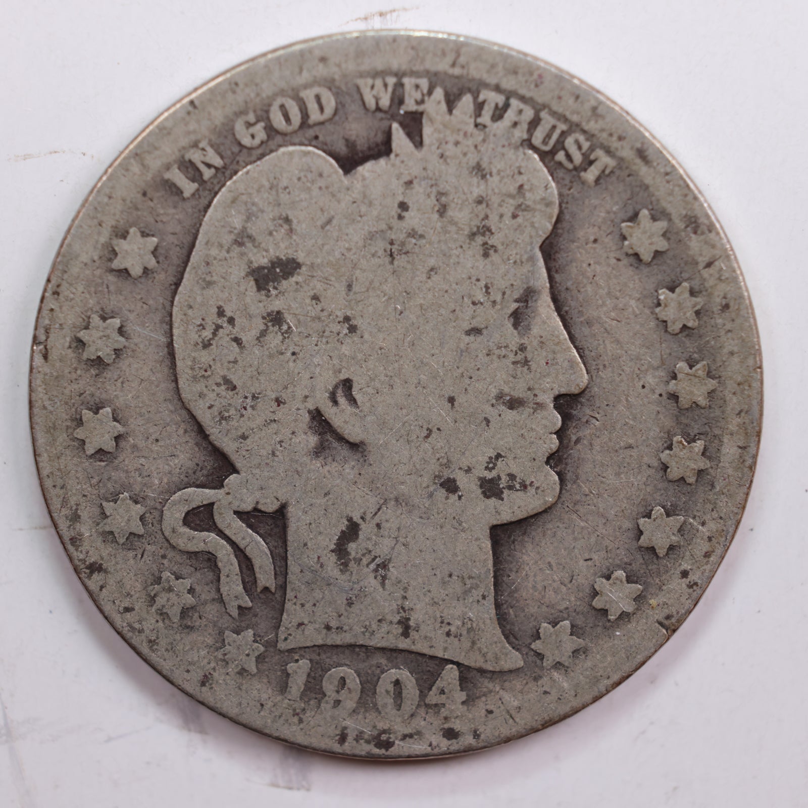 1904-O Barber Quarter, About Good Circulated Coin, Store #QR693