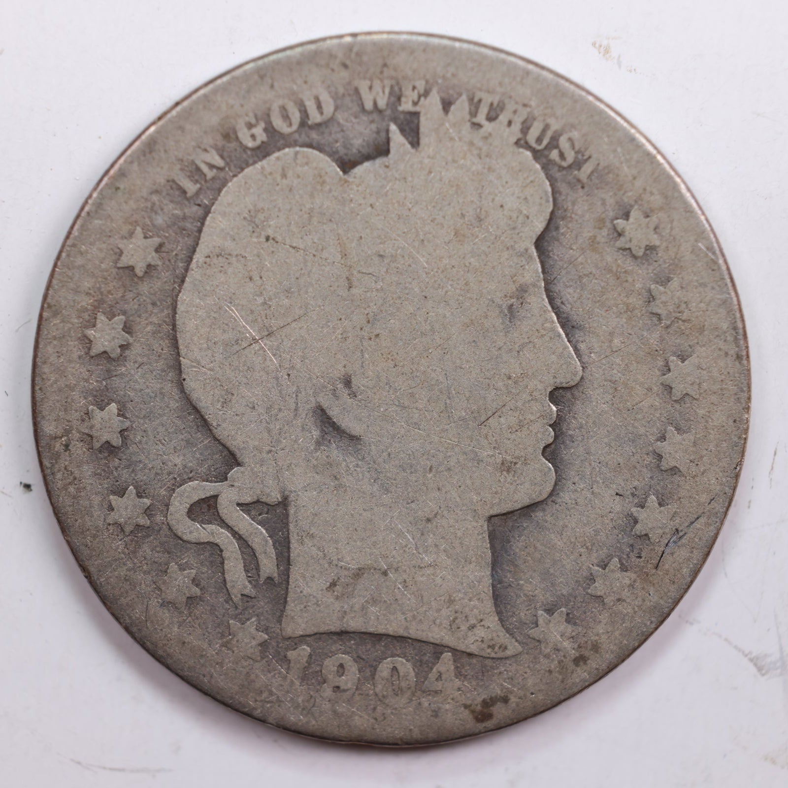 1904-O Barber Quarter, About Good Circulated Coin, Store #QR696
