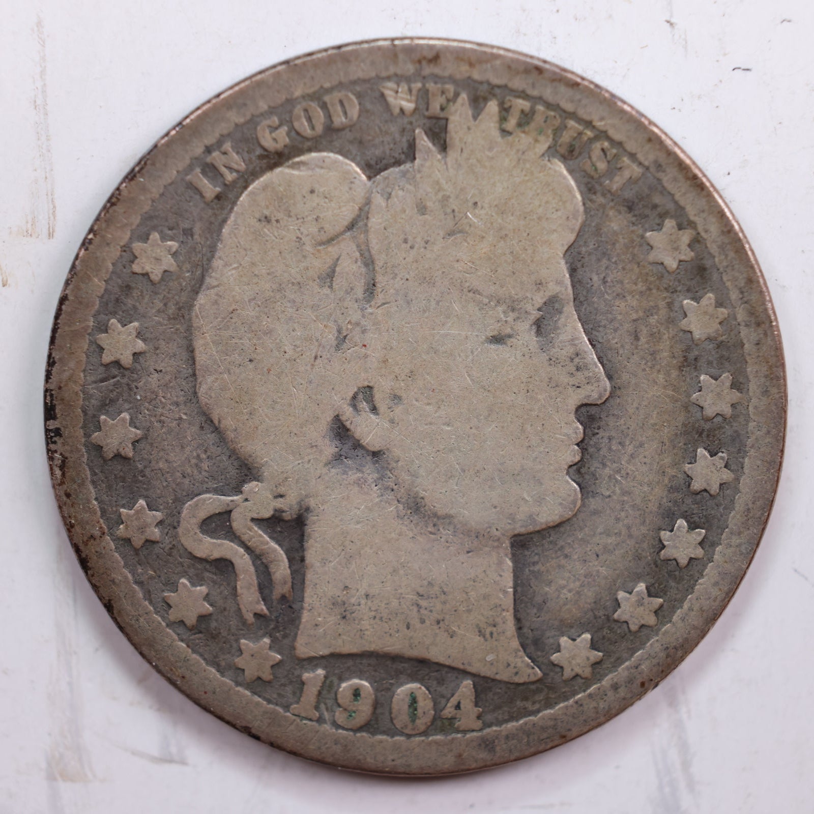 1904 Barber Quarter, About Good Circulated Coin, Store #QR700