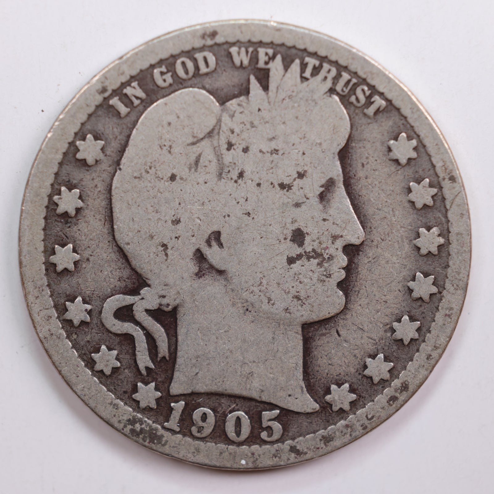 1905 Barber Quarter, Good Circulated Coin, Store #QR701