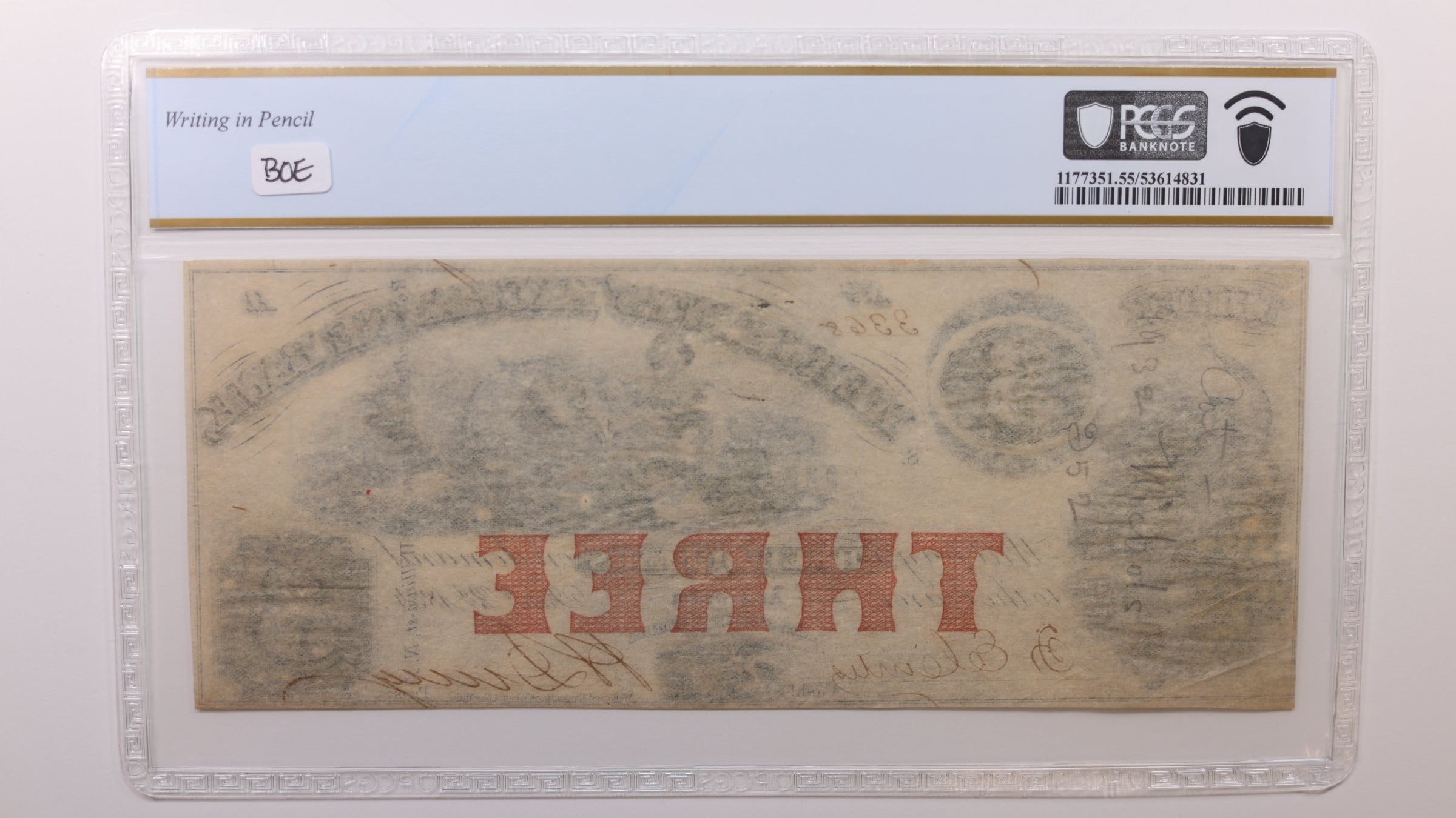 1854 $3 Anacostia, D.C. Obsolete Currency, PCGS AU-55, STORE #GDC054.