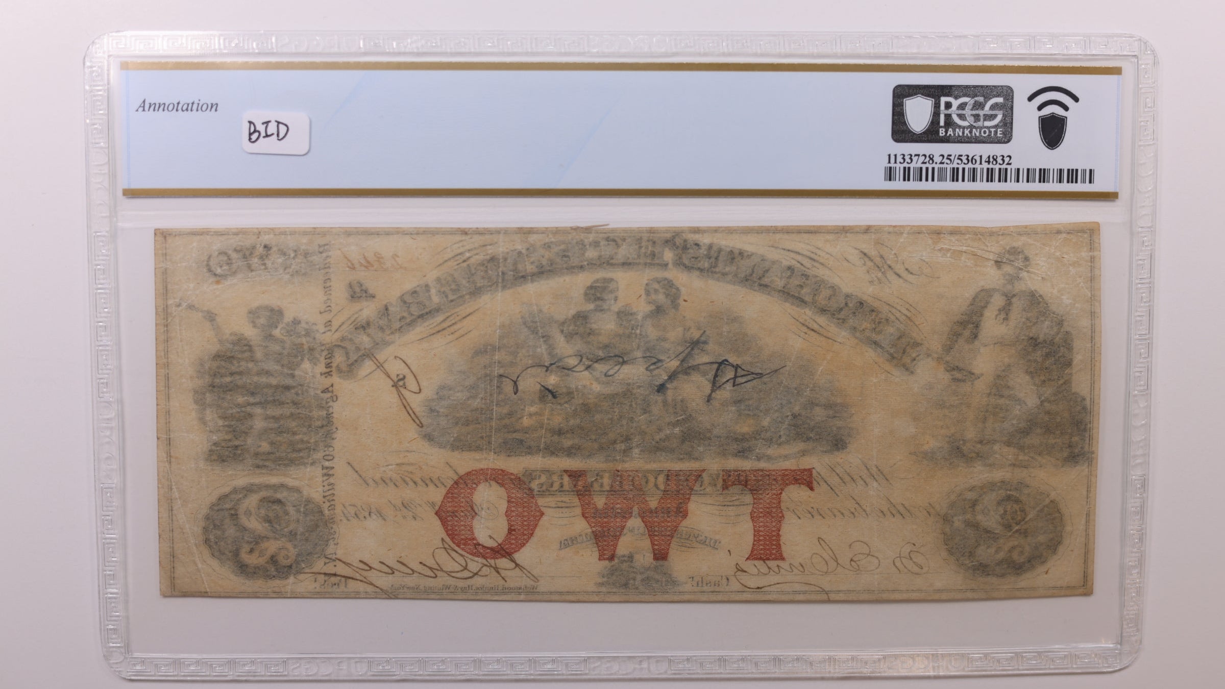 1854 $2 Anacostia, D.C. Obsolete Currency, PCGS VF25, STORE #GDC055.