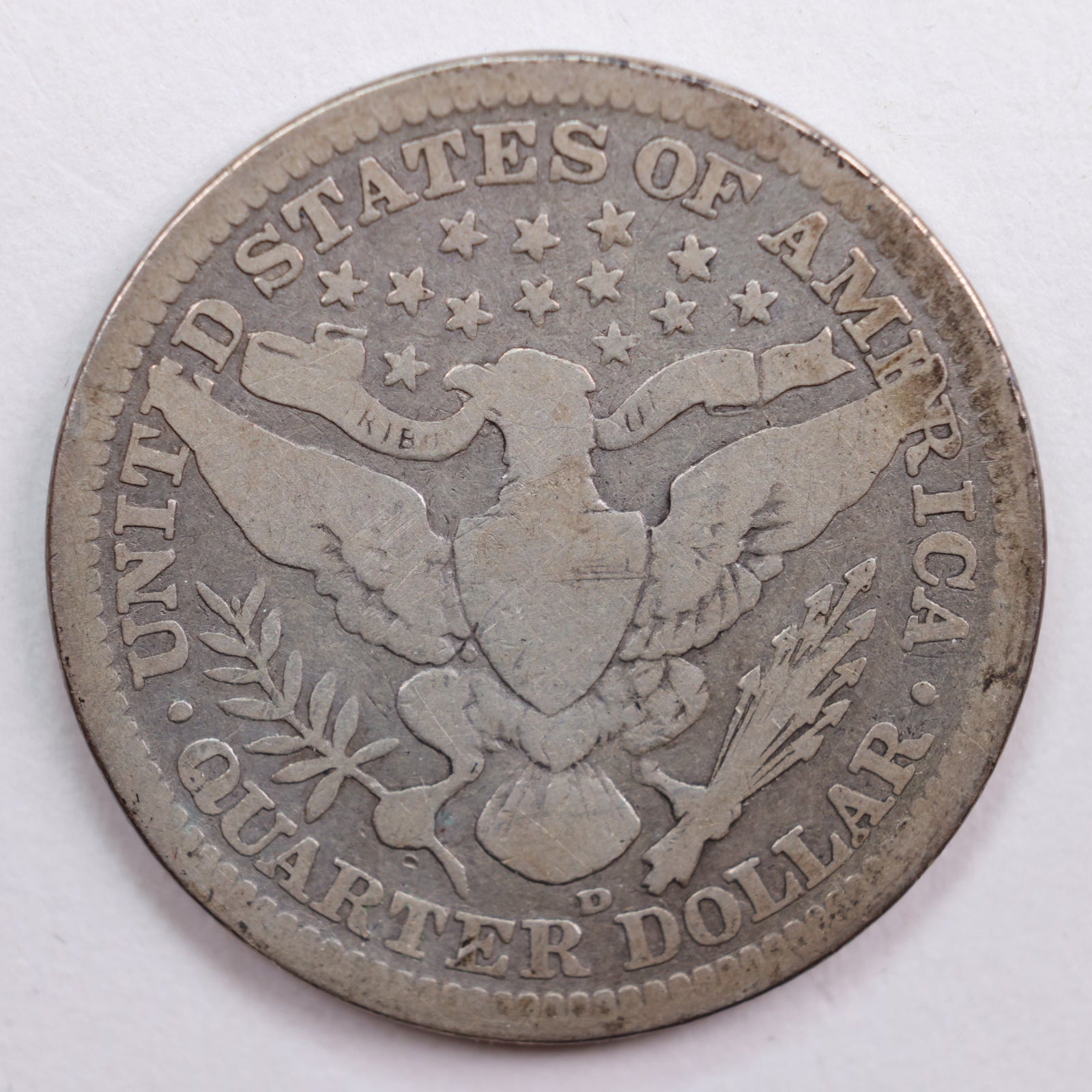 1907-D Barber Silver Quarter, Very Good+ Circulated Coin, Store #QR708
