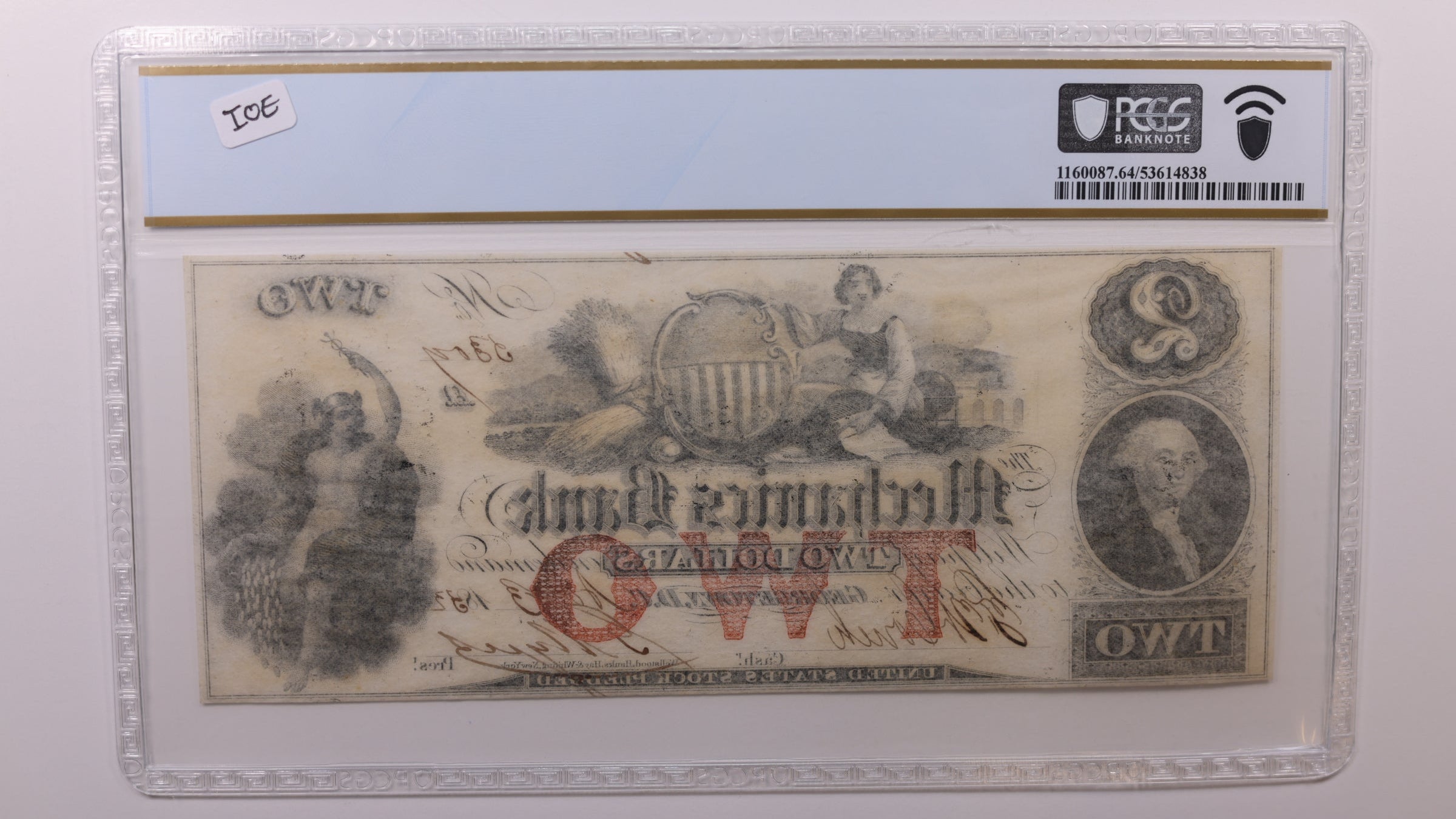 1852 $2 Georgetown, D.C. Obsolete Currency, PCGS CU-64, STORE #GDC061.