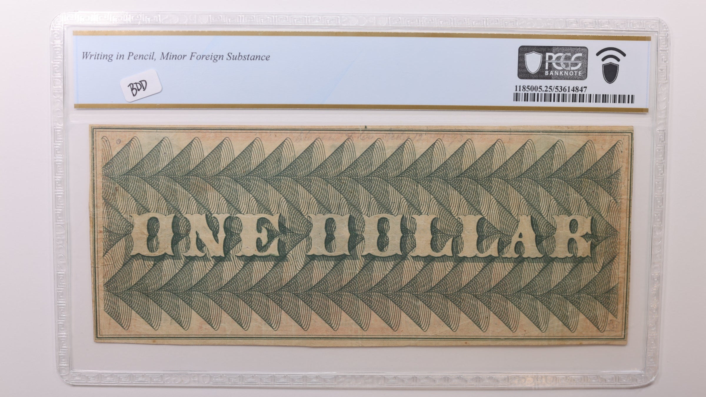 1862 $1, Washington, D.C. Obsolete Currency , PCGS VF25, STORE #GDC070.