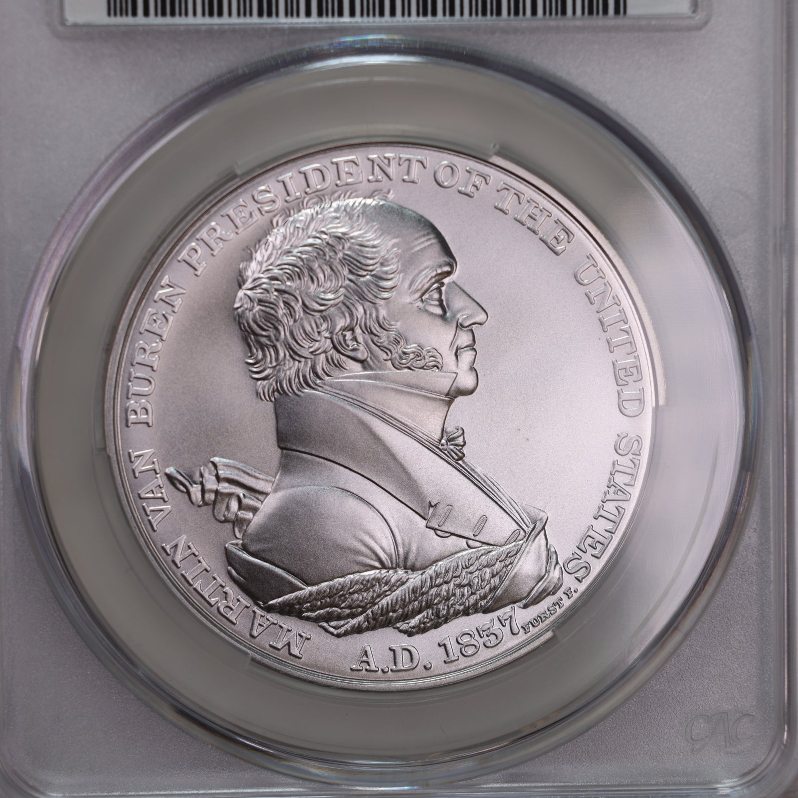 2021 Martin Van Buren, "1837", U.S. Mint Silver Medal, CAC MS70, Store GMC121