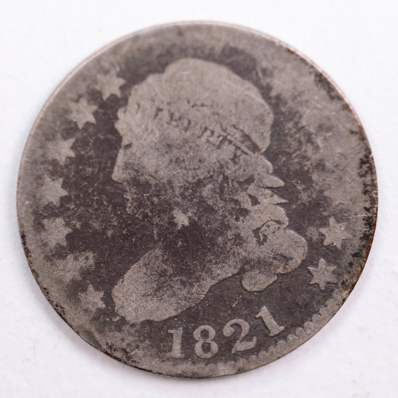 1821 Capped Bust Dime, Good Circulated Coin, Store #DE528