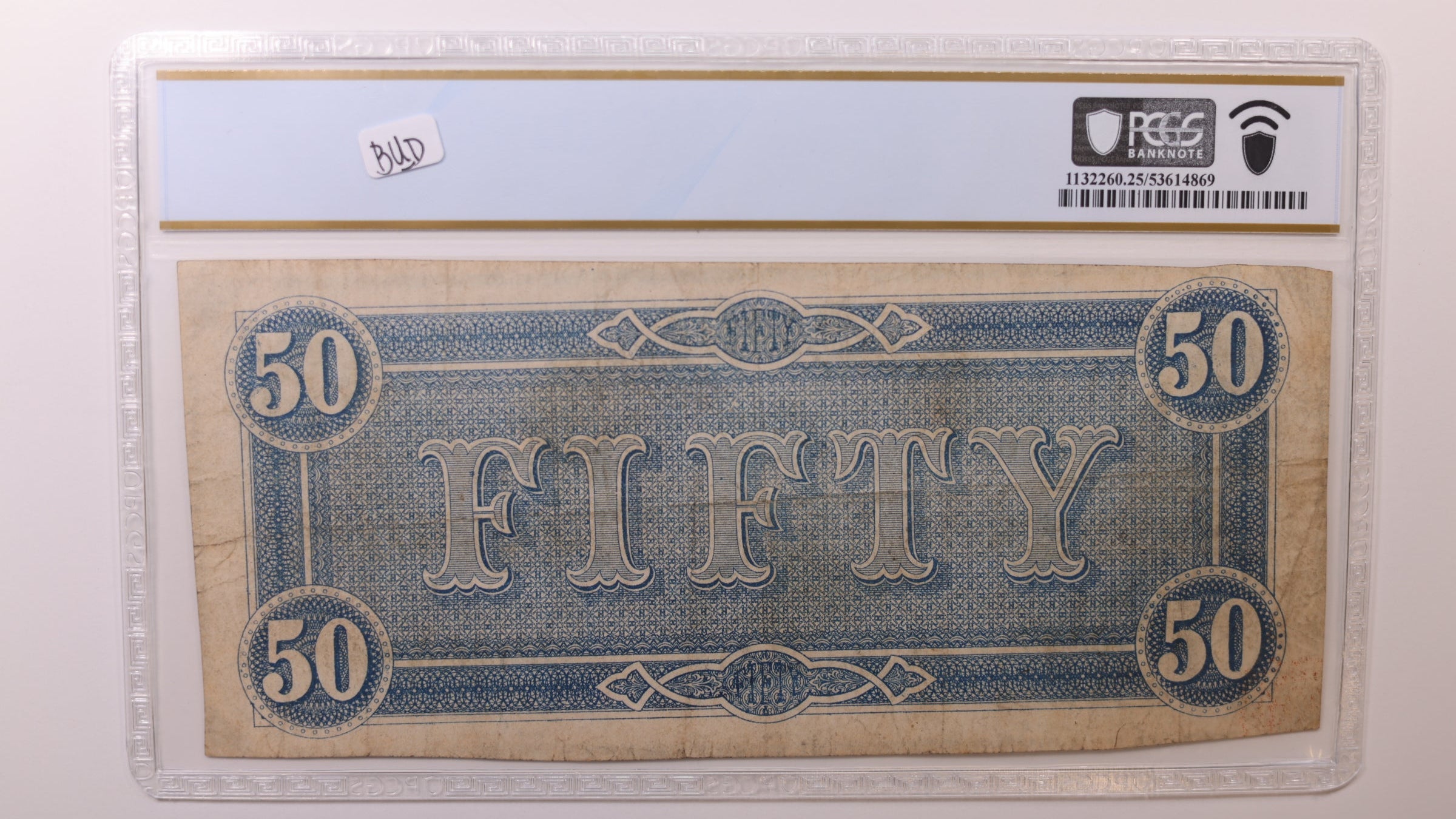 1864 $50, Confederate States, T66, Obsolete Currency, PCGS VF25, Store #GCSA007.
