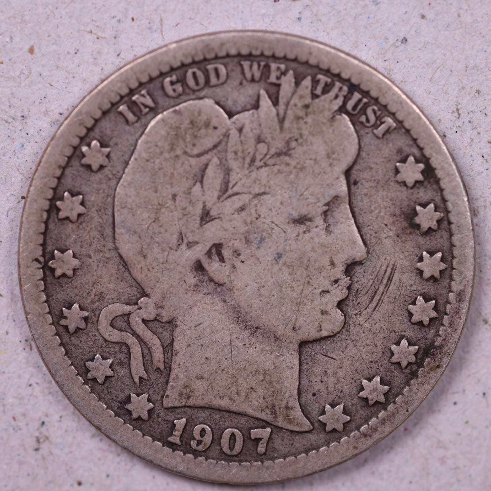 1907 Barber Quarter, Very Good Circulated Coin, Store #1023