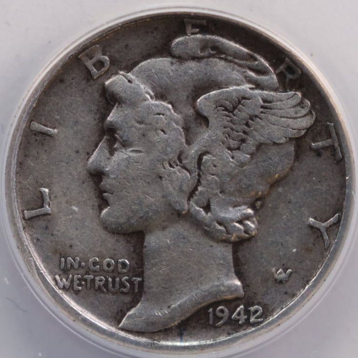1942/1 Mercury Silver Dime, ANACS VF25, Store #GDE024