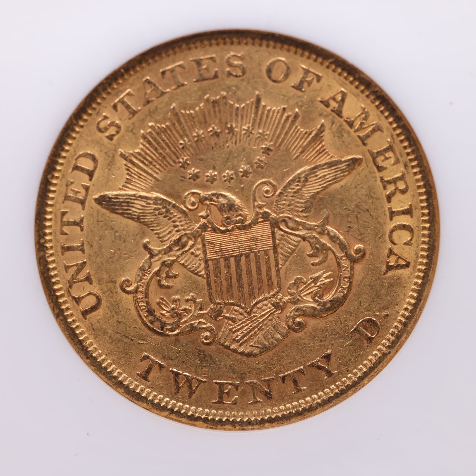 1853 $20, Gold Double Eagle, Circulated, NGC AU-58, CAC, Store Sale #G0160.