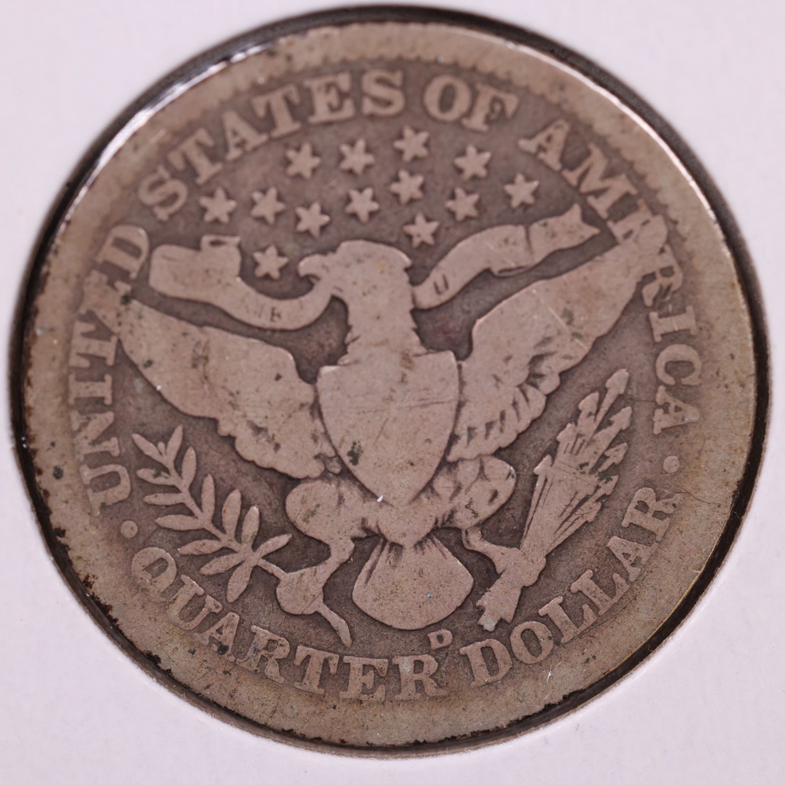 1909-D Barber Silver Quarter, Very Good Circulated Coin, Store #QR1520