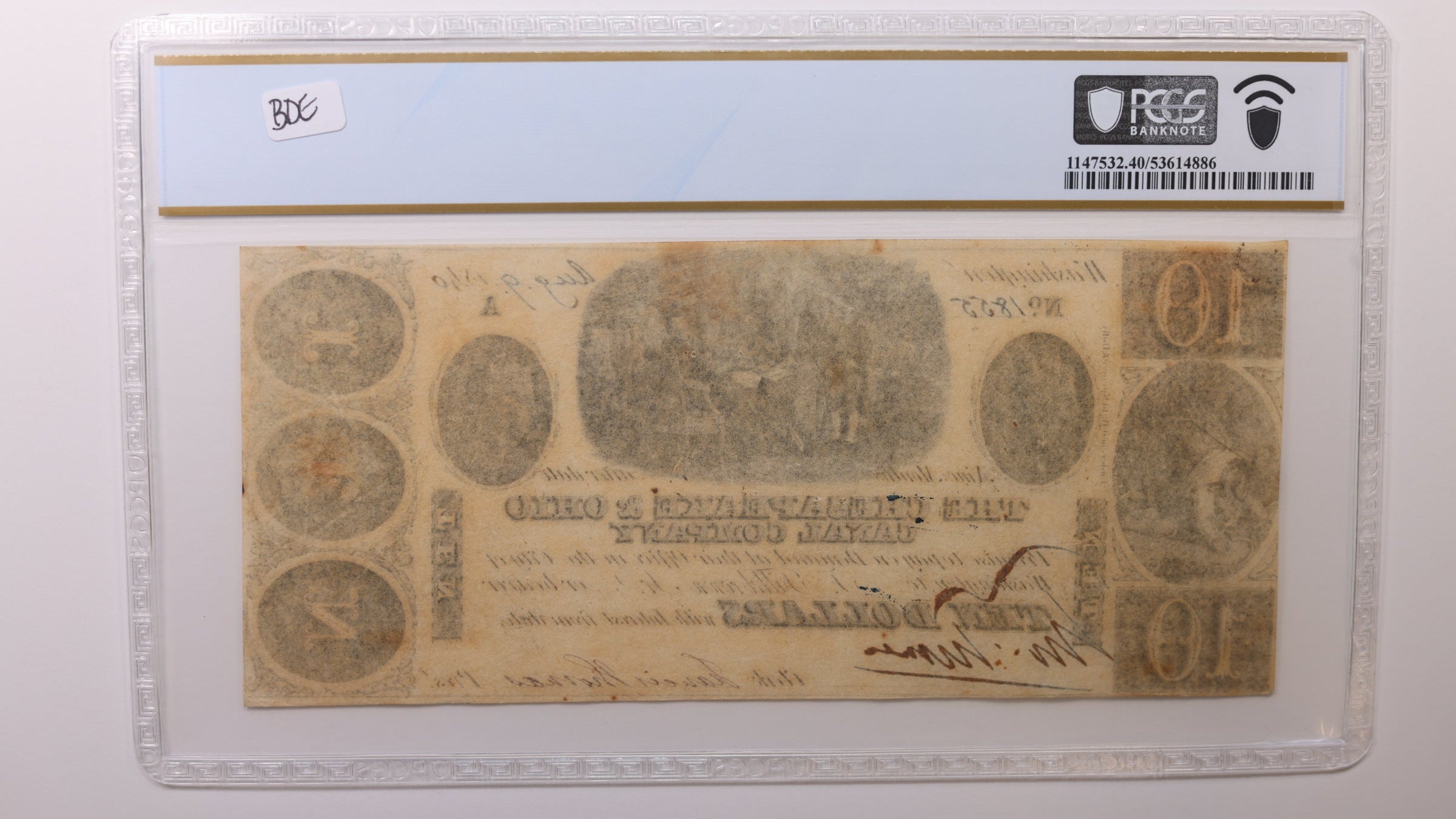 1840 $10, Washington, D.C. Obsolete Currency , PCGS EF-40, STORE #GDC083.