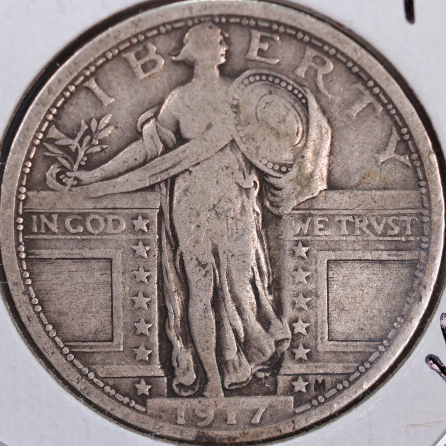 1917 Standing Liberty Silver Quarter, T-1, V.F, Circulated Coin, Store #QR0002