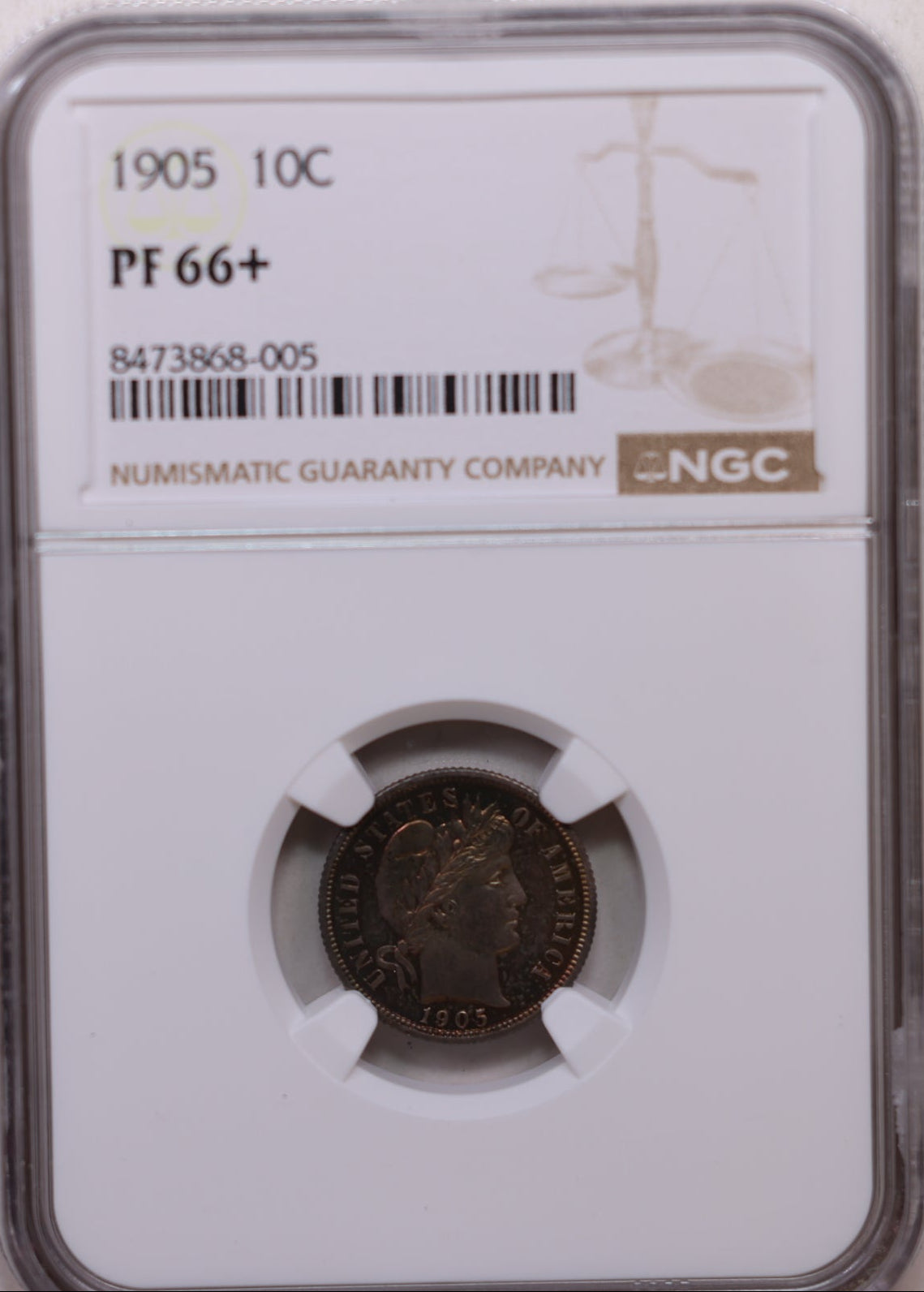 1905 Barber Silver Dime, 'Proof Strike', NGC PF-66+, Store Sale #GDE038.