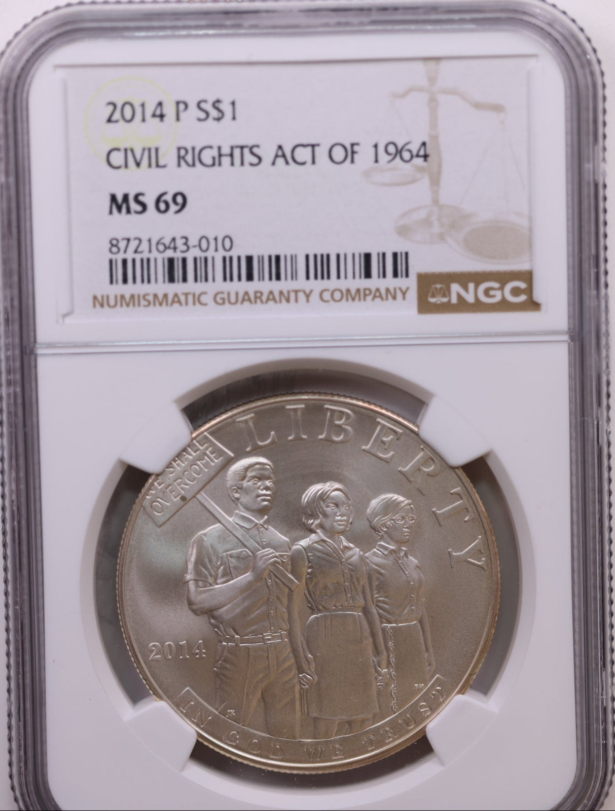 2014-P $1 Civil Rights Act of 1964, NGC MS 69, Store #GMC310