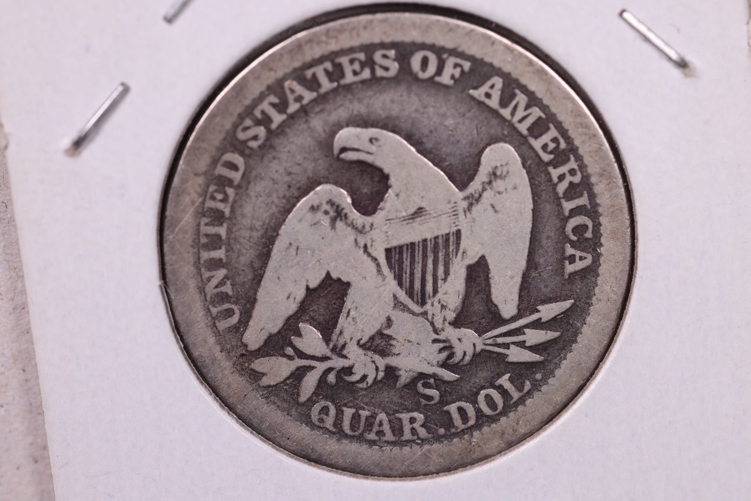 1858-S Liberty Seated Quarter., Very Good Circulated Coin., Store#1083