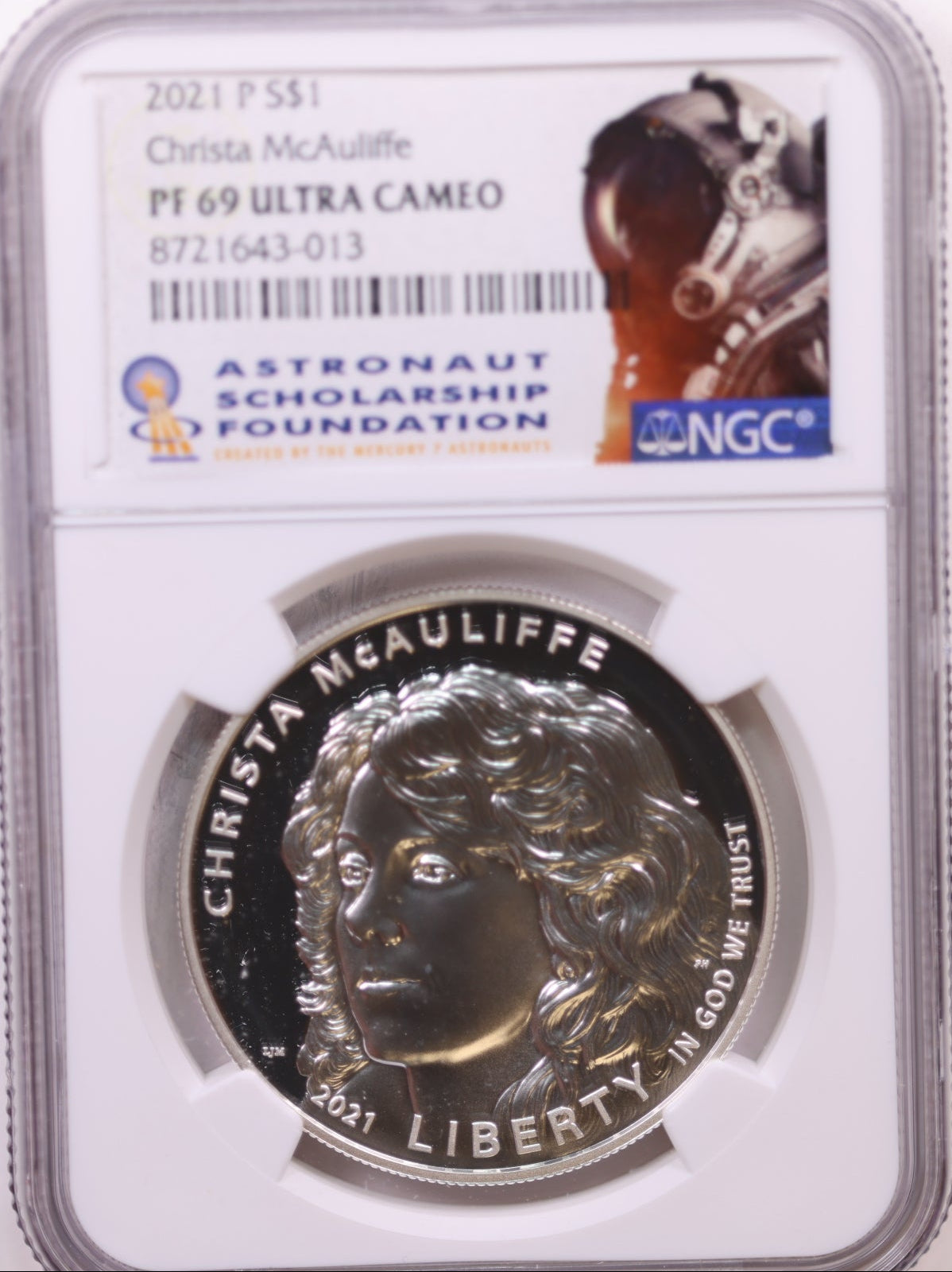 2021-P $1 Christa McAuliffe, NGC PF 69 Ultra Cameo, Store #GMC313