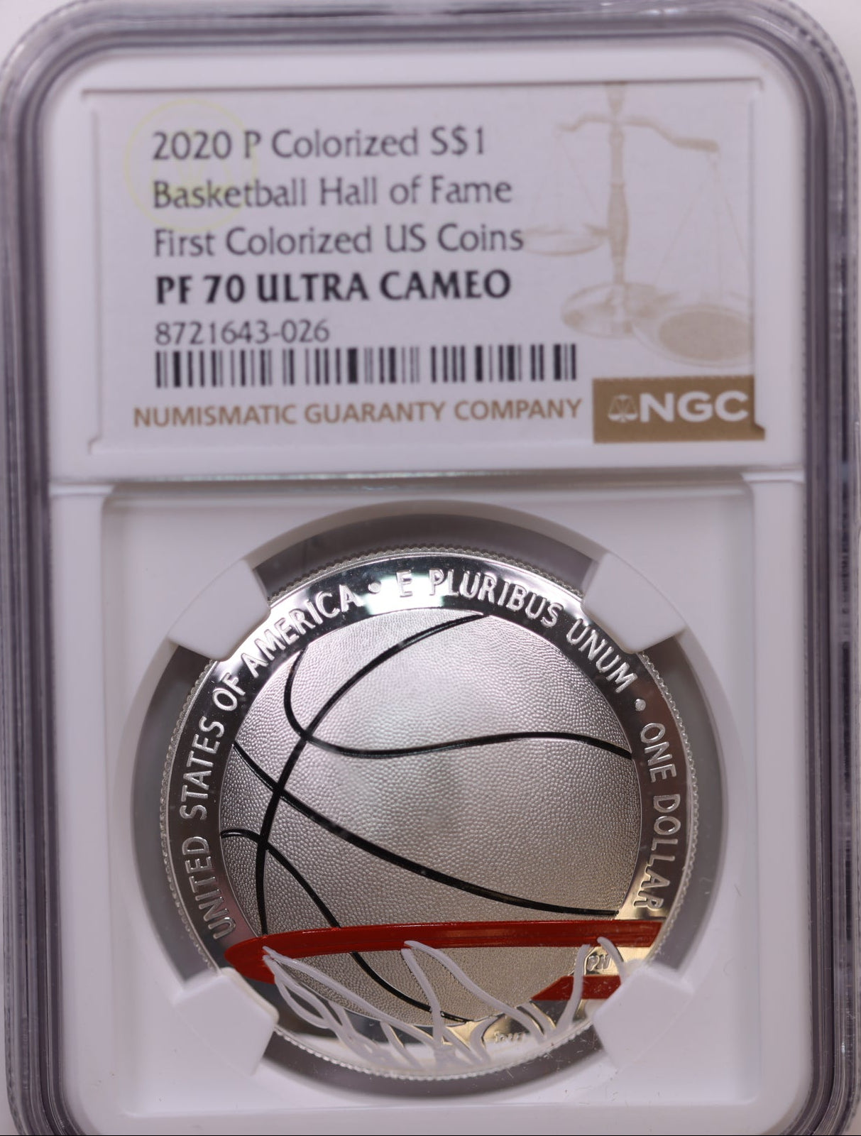 2020-P $1 Basketball HoF, NGC PF 70 Ultra Cameo, Store #GMC325