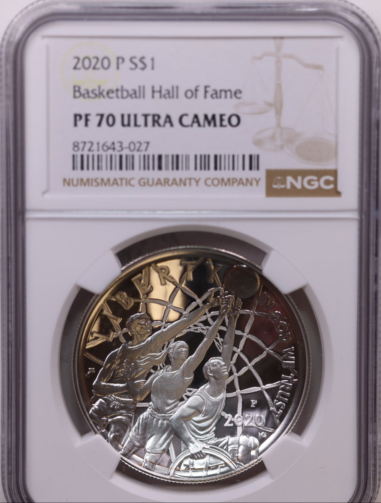 2020-P $1 Basketball HoF, NGC PF 70 Ultra Cameo, Store #GMC326.
