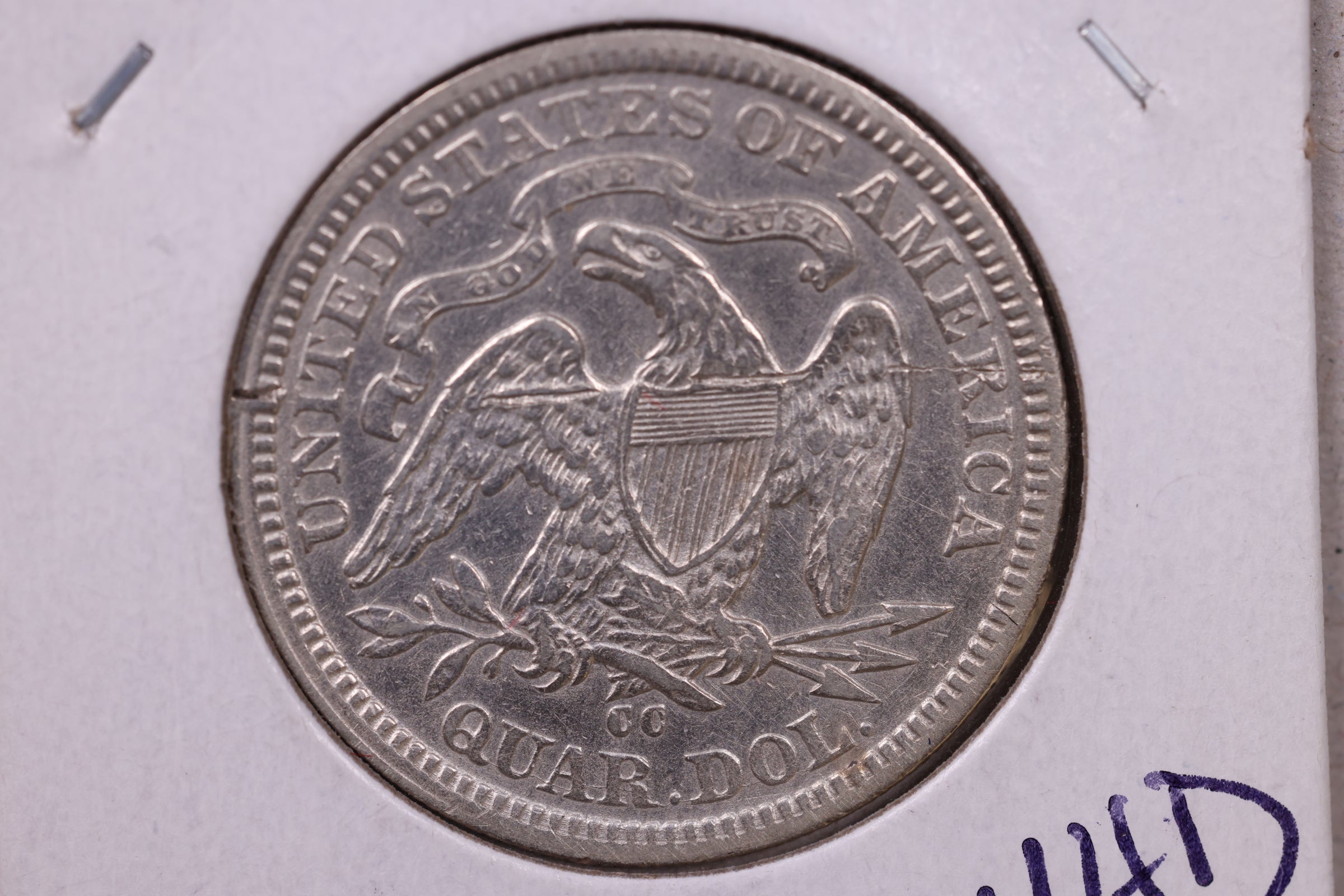 1876-CC Seated Liberty Quarter, Mint State., Uncirculated Details Coin., Store #QR1383