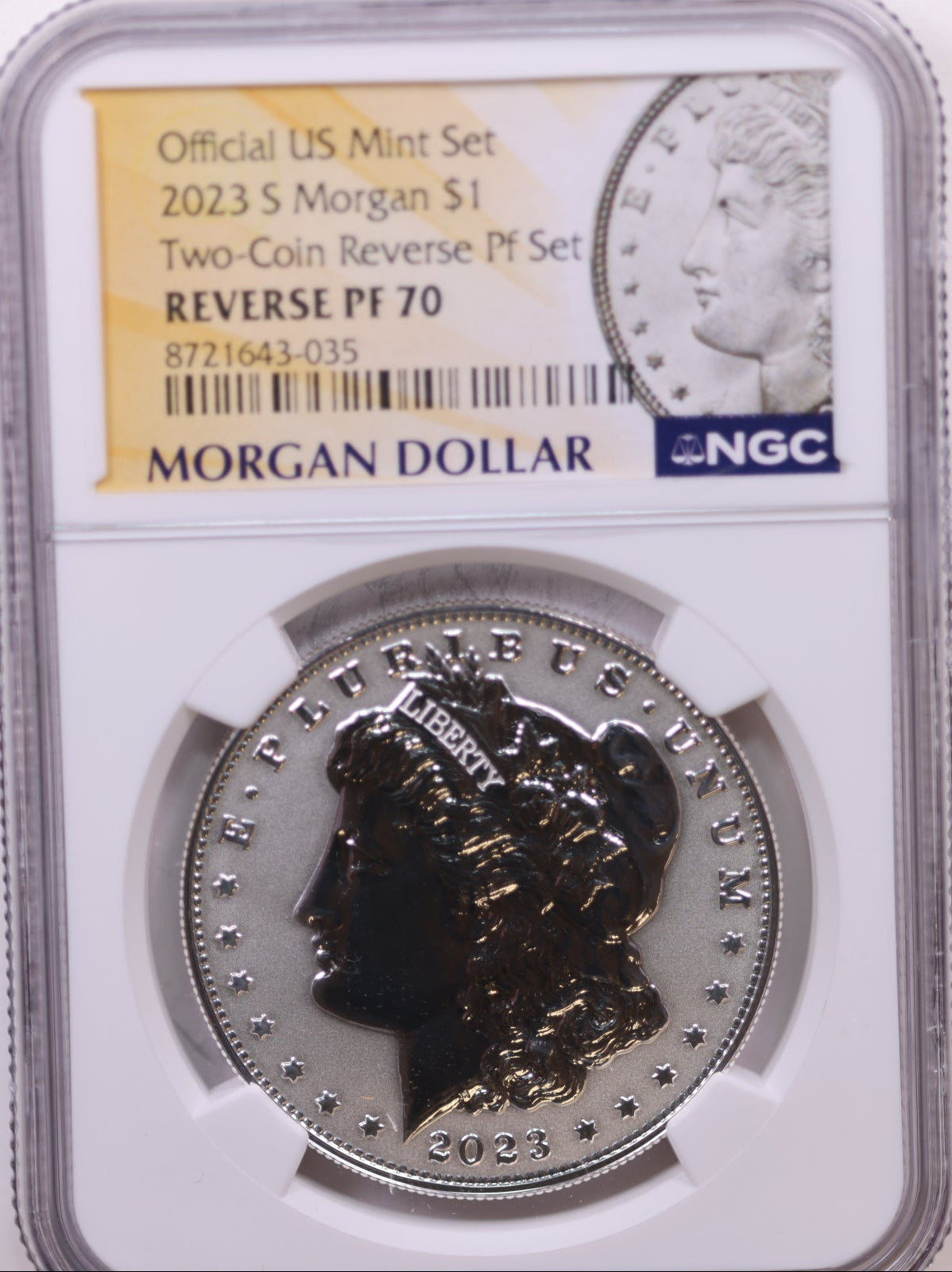 2023-S $1 Morgan, NGC Reverse PF 70, Store #GMC335