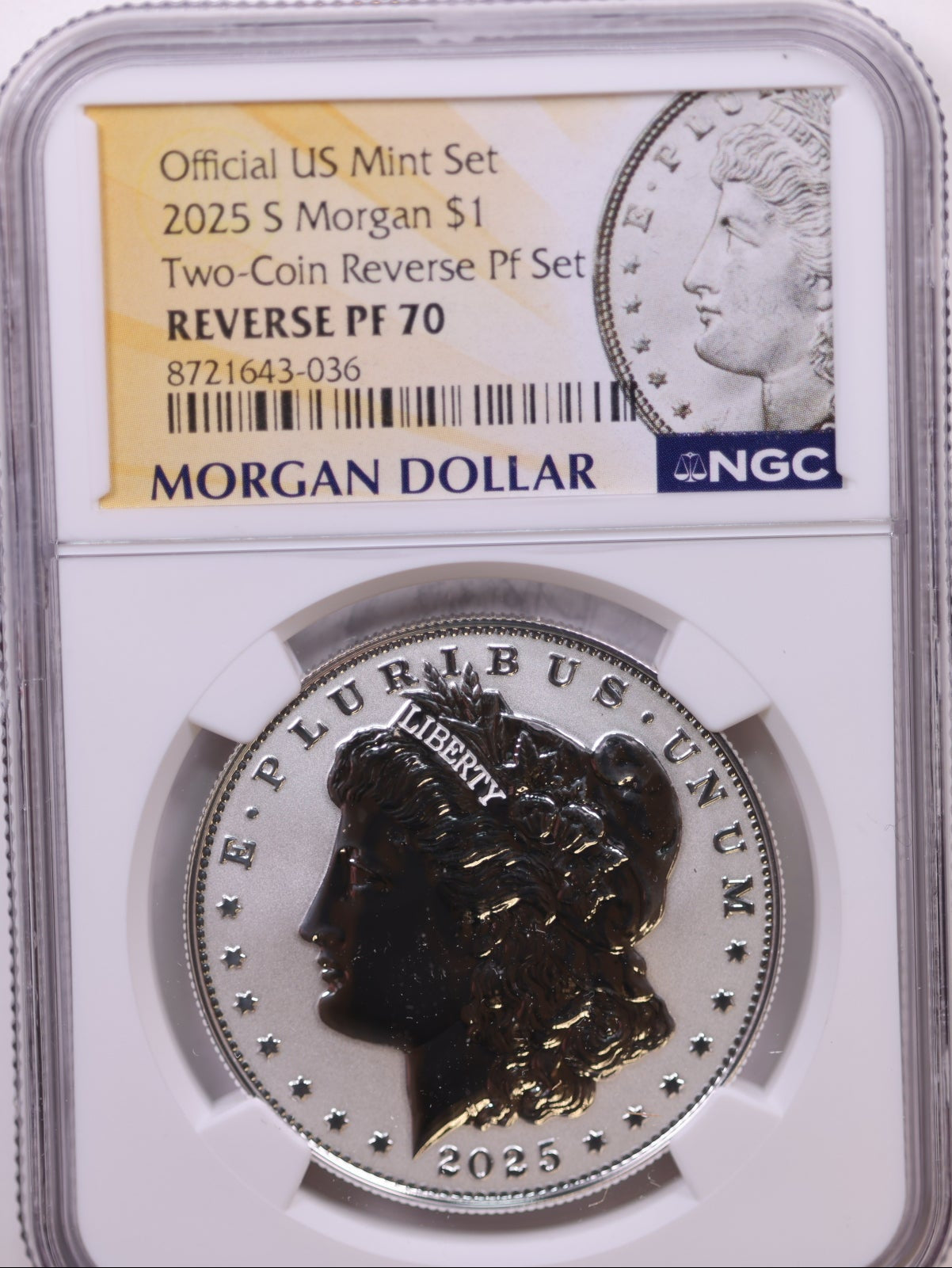 2025-S $1 Morgan, NGC Reverse PF 70, Store #GMC336