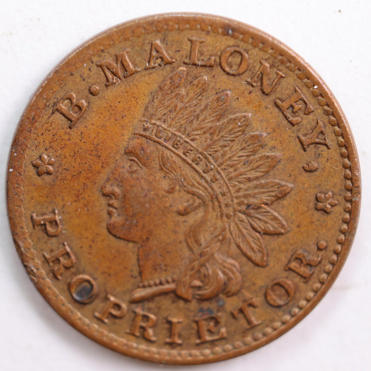 1861-64 Civil War Store Card, B. Maloney, About Uncirculated Coin, Store #CN002