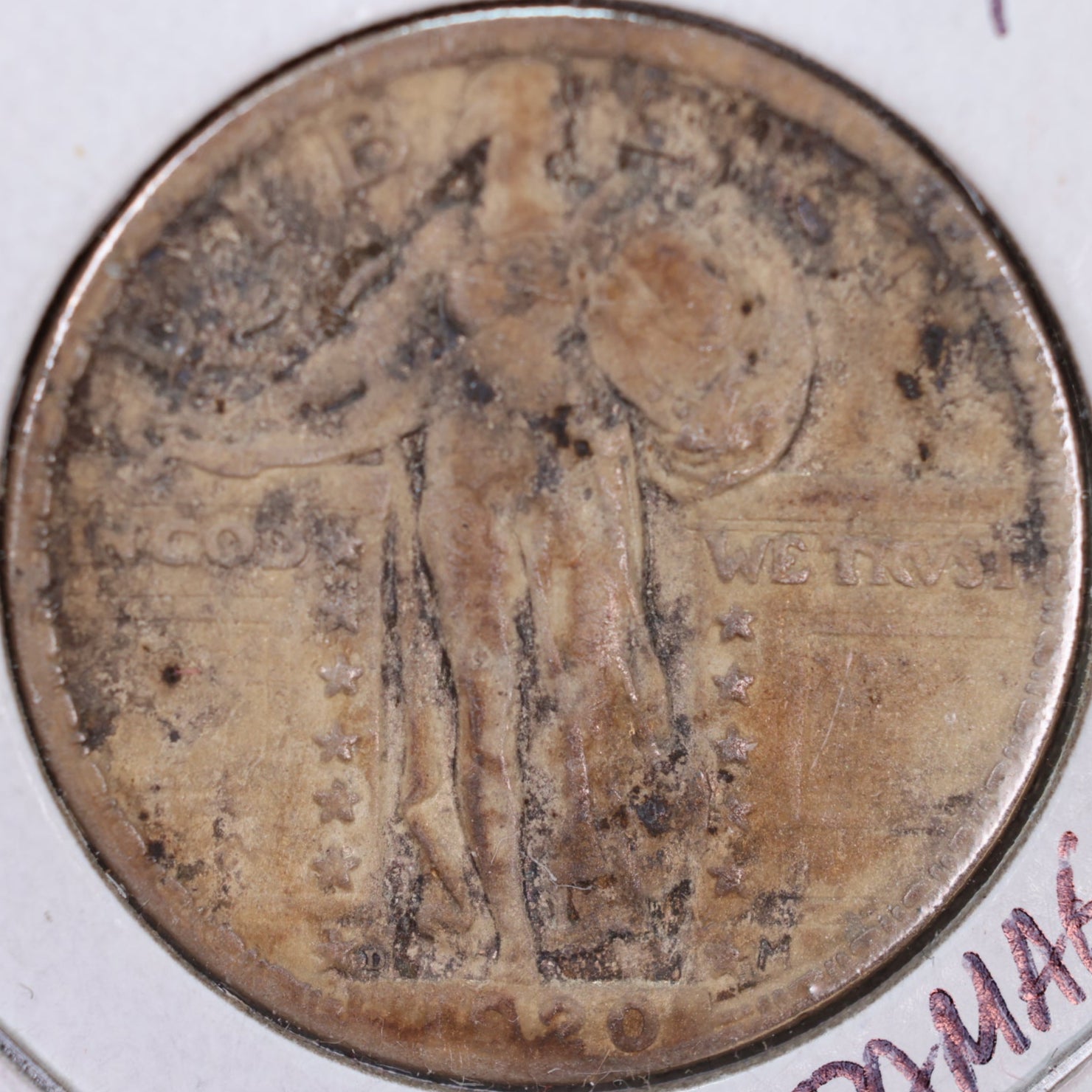 1920-D Standing Liberty Silver Quarter, Fine Circulated Coin, Store #QR0059
