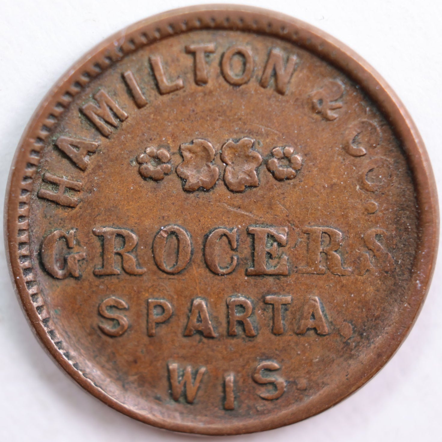 1861-64 Civil War Store Card, Hamilton Grocers, Extra Fine Circulated Coin, Store #CN011