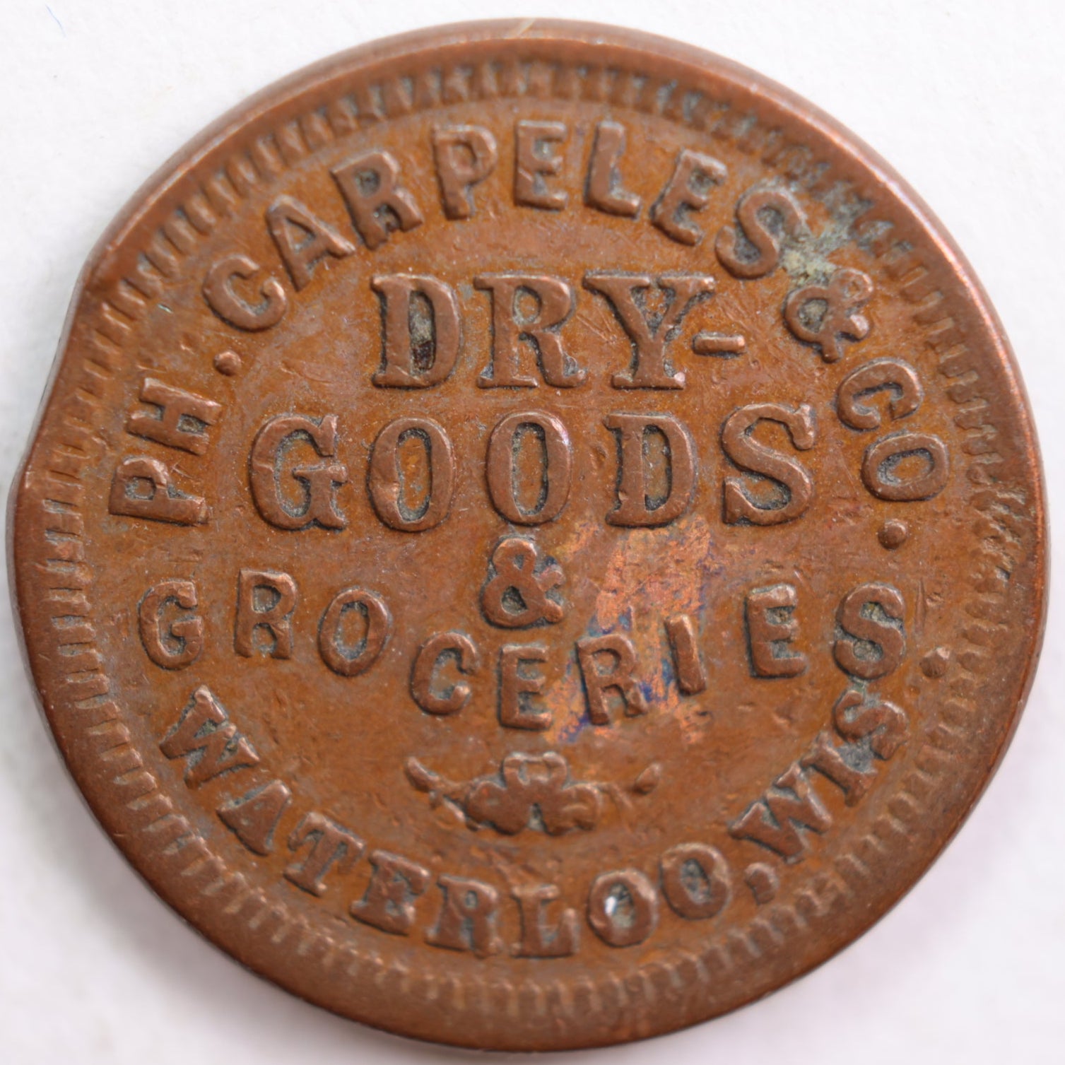 1861-64 Civil War Store Card, PH CARPELES, Very Fine Circulated Coin, Store #CN012