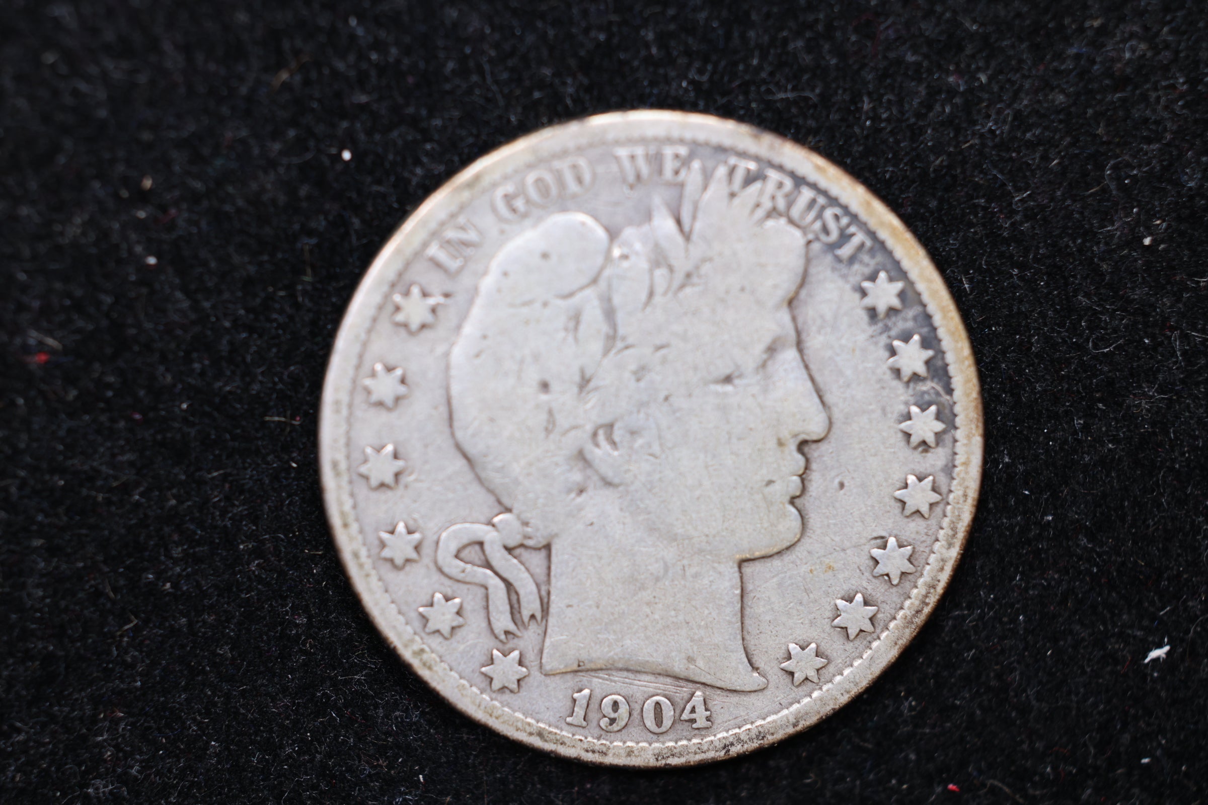 1904-S Barber Half Dollar, Very Good Circulated Coin, Store #HR308