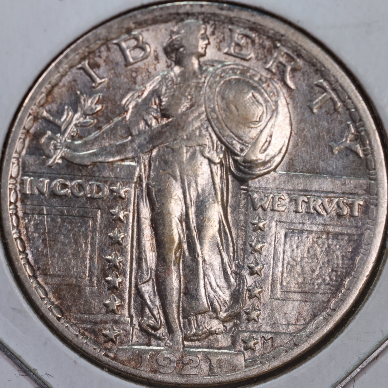 1921 Standing Liberty Silver Quarter, About Uncirculated Coin, Store #QR0066