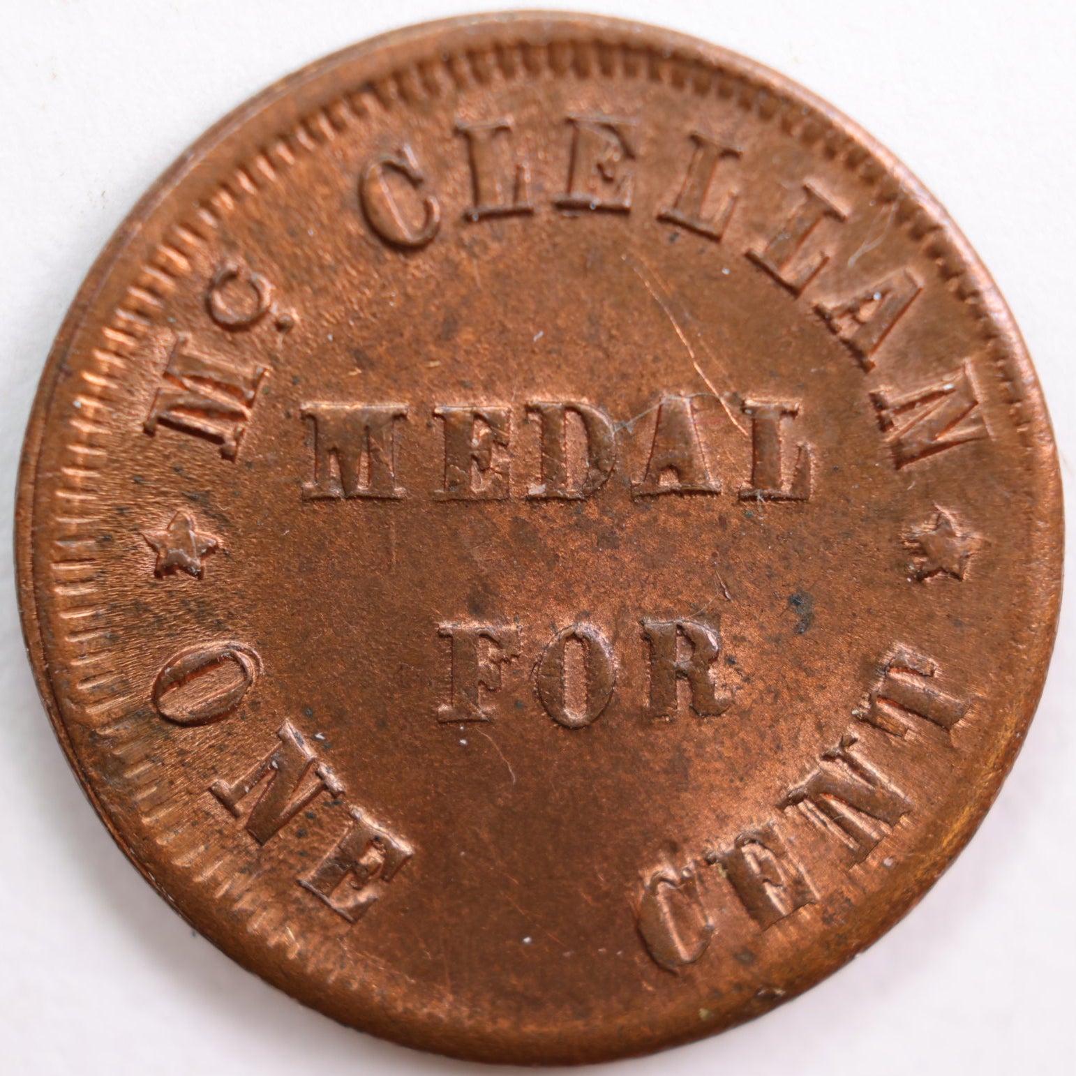1861-64 Civil War Patriotic Token, Extra Fine Circulated Coin, Store #CN019