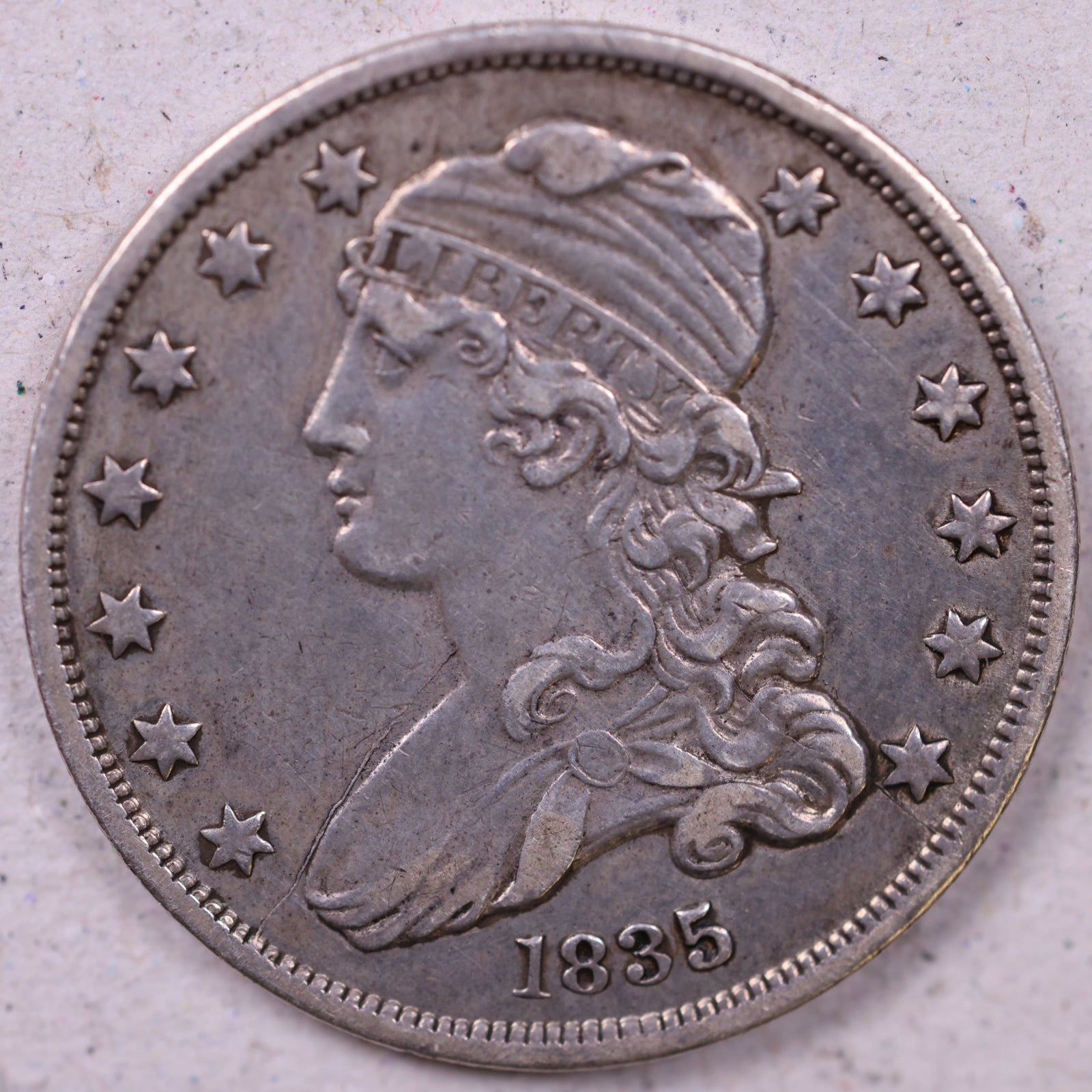 1835 Capped Bust Quarter., Extra Fine Circulated Collectible Coin., Store#QR1346