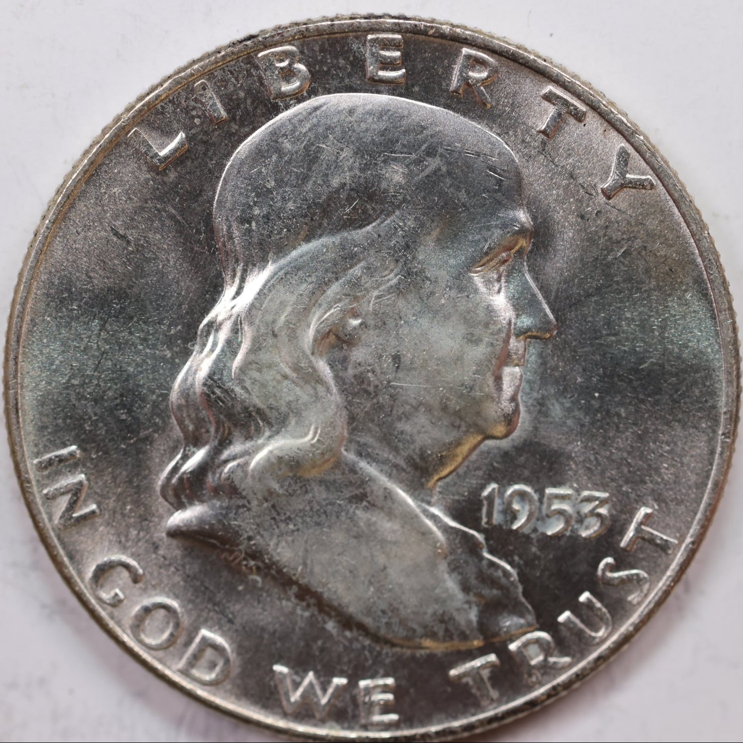 1953-D Franklin Half Dollar, Mint State Uncirculated Coin, Store #HR1184