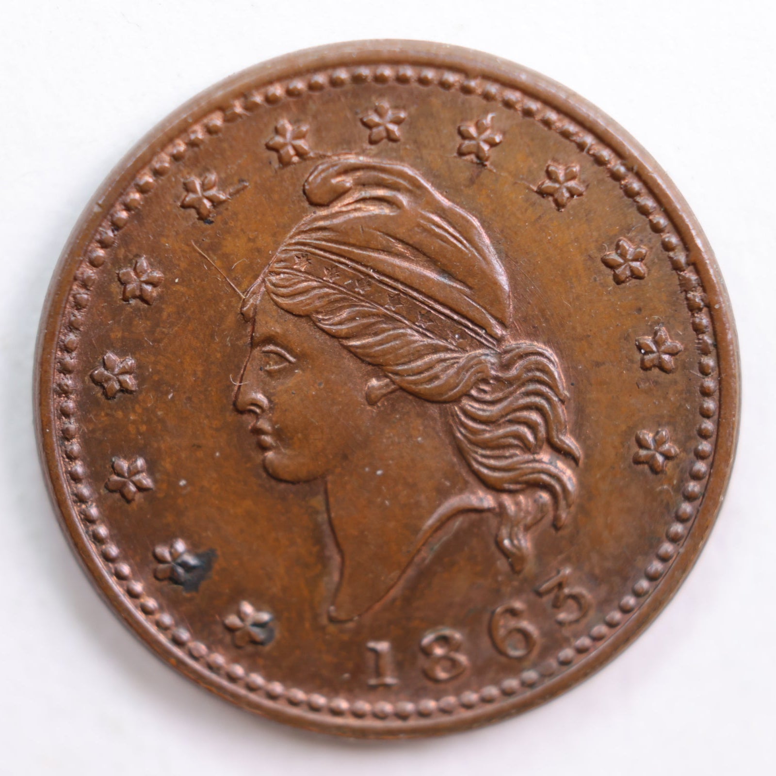 1861-64 Civil War Store Card, E.W. Atwood, About Uncirculated Coin, Store #CN025