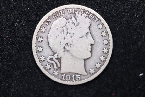 1915 Barber Half Dollar., Circulated Coin. Large Affordable Sale #02154