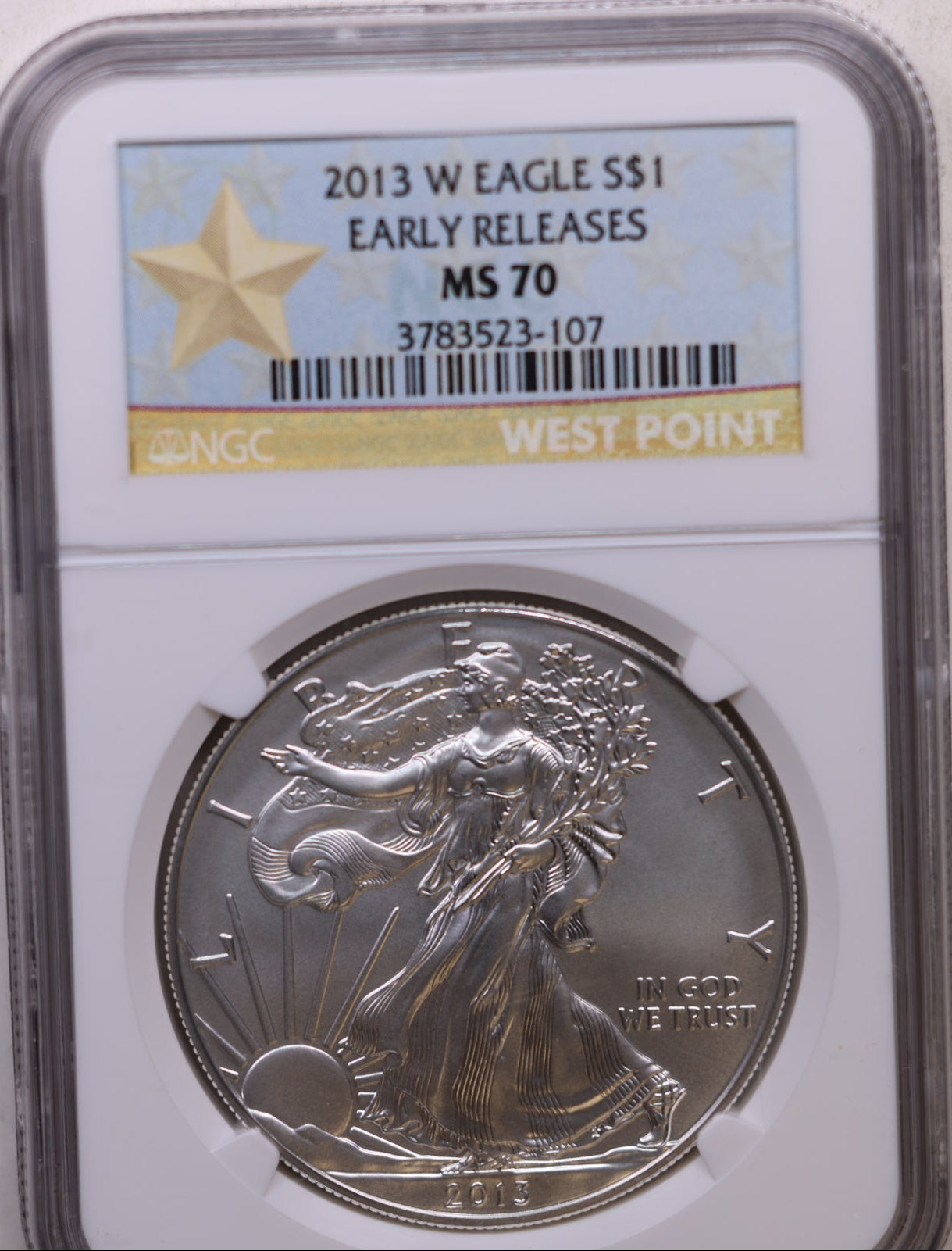 2013-W American Silver Eagle, Burnished Strike, NGC MS70, Store #AE0245