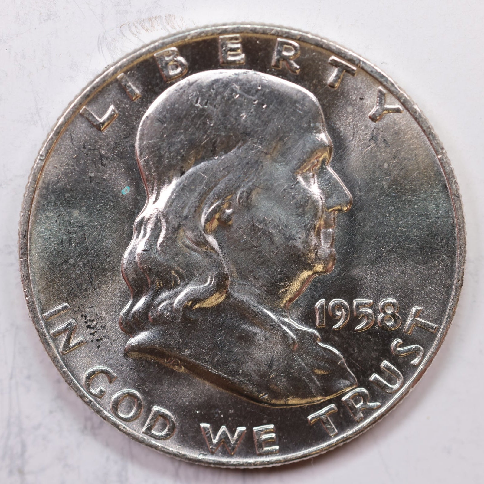1958-D Franklin Half Dollar, Mint State Uncirculated Coin, Store #HR1194