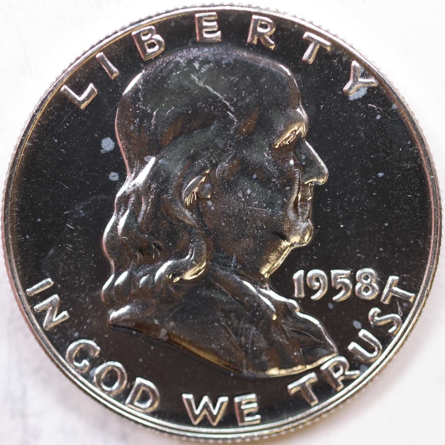 1958 Franklin Half Dollar, Proof Uncirculated Coin, Store #HR1195