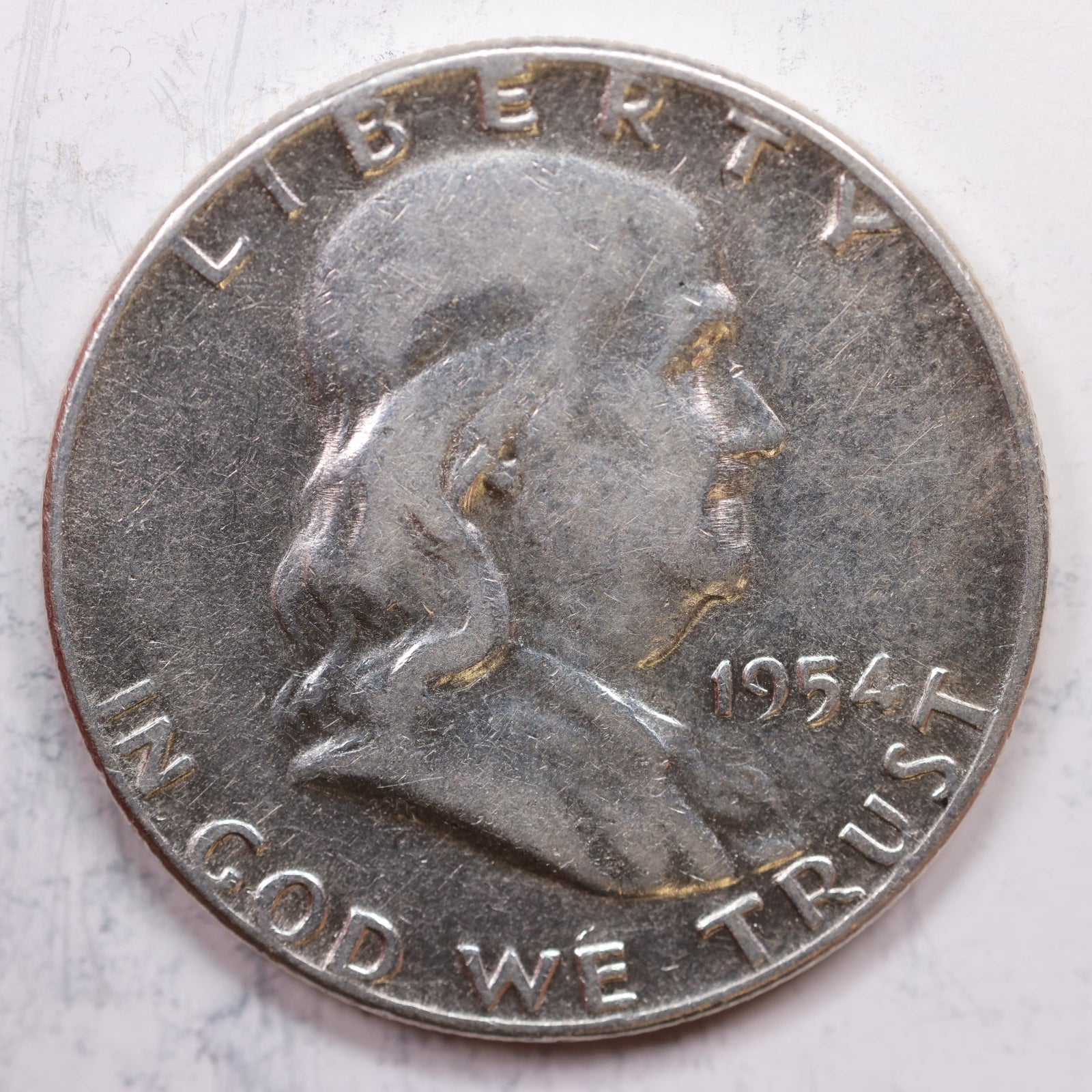1954 Franklin Half Dollar, Very Good Circulated Coin, Store #HR1213