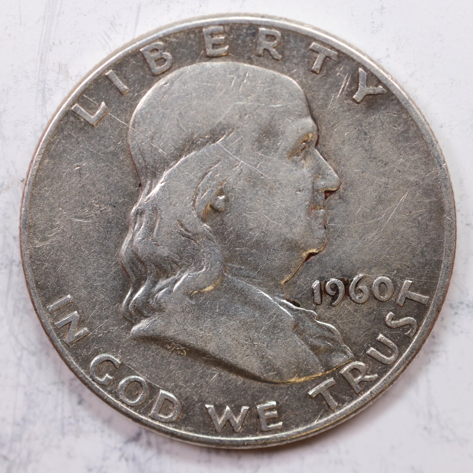 1960-D Franklin Half Dollar, Very Good Circulated Coin, Store #HR1216