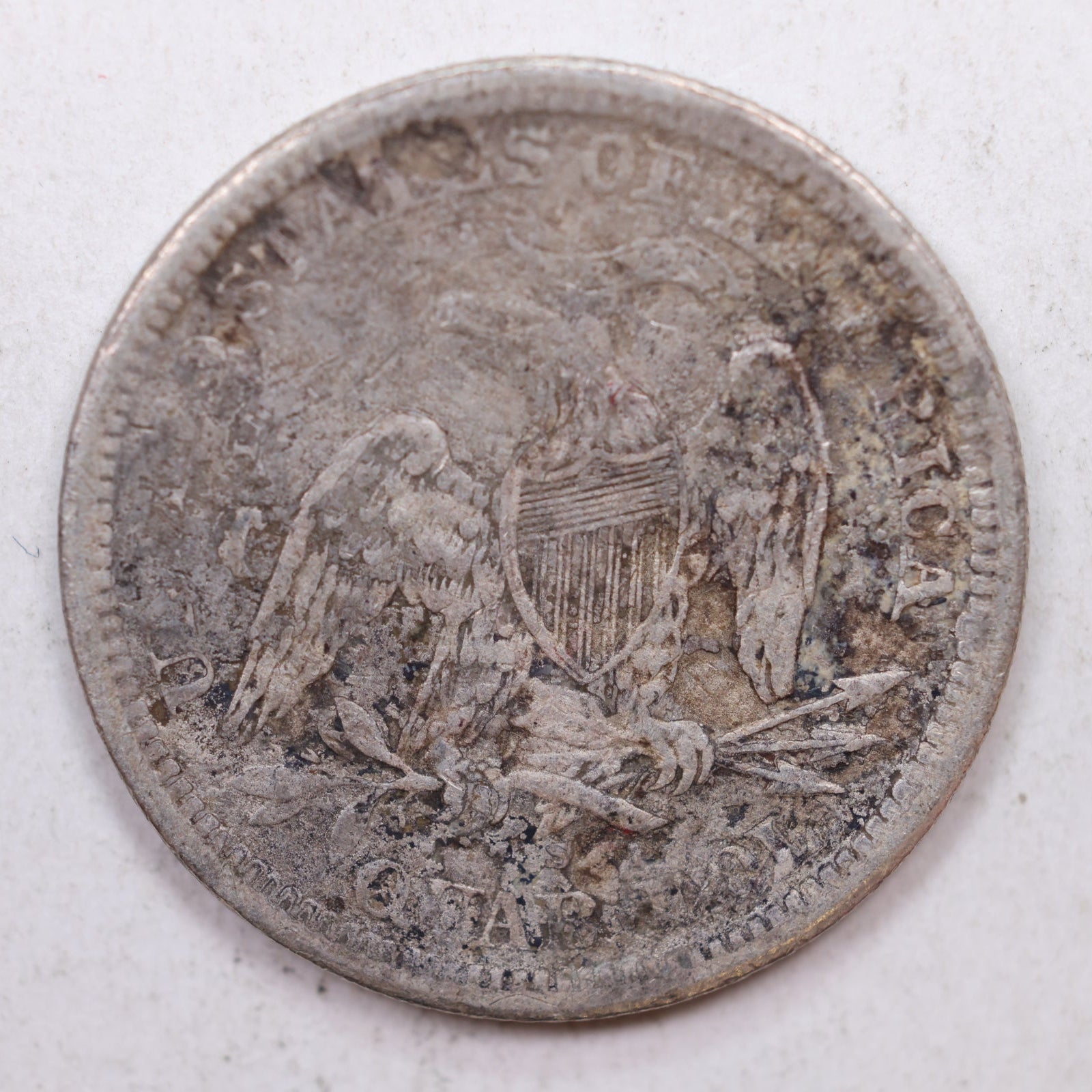 1868-S Seated Liberty Silver Quarter, Reduced Price!, Circulated Coin, Store #QR982