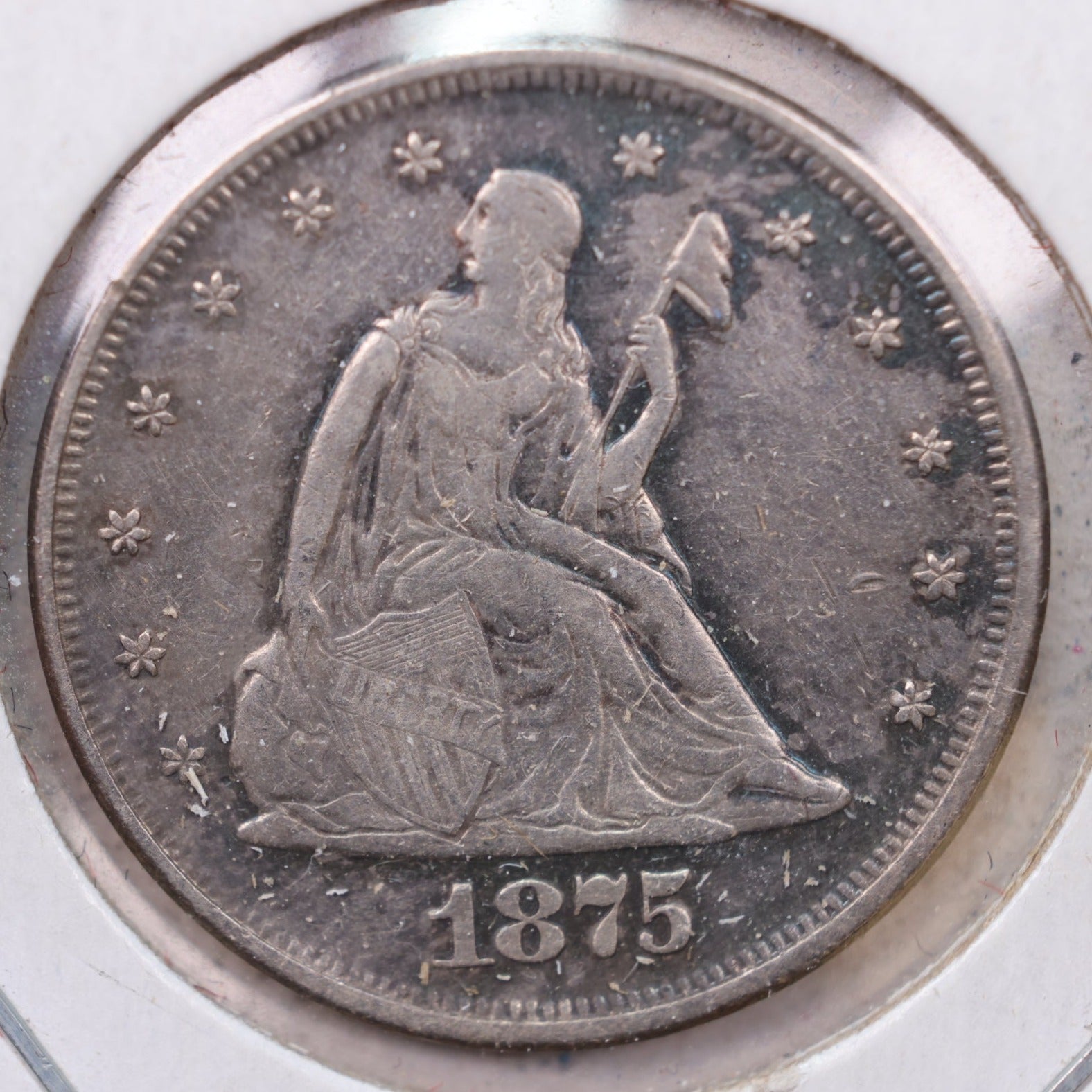 1875 20 Cent Piece. About Uncirculated Collectible Coin, Store Sale #20C003