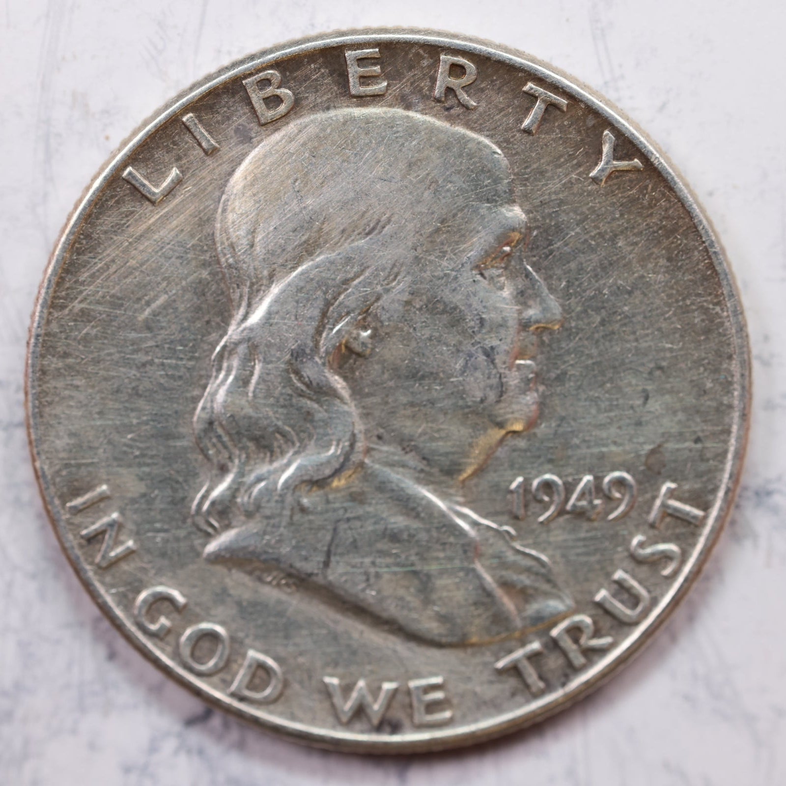 1949 Franklin Half Dollar, Very Good Circulated Coin, Store #HR1225