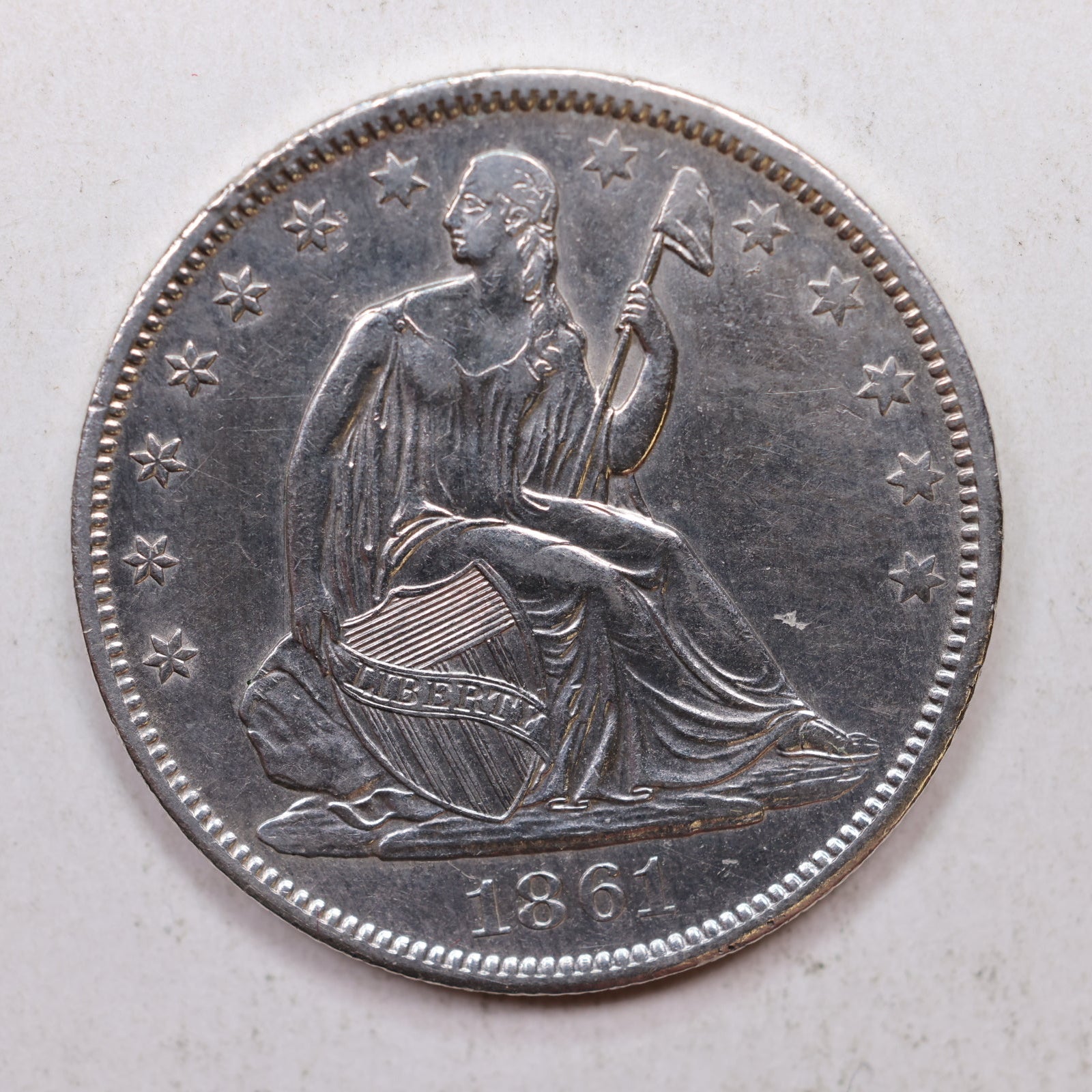 1861-O Seated Liberty Half Dollar, 'Confederate Die Crack', CLEANED, S